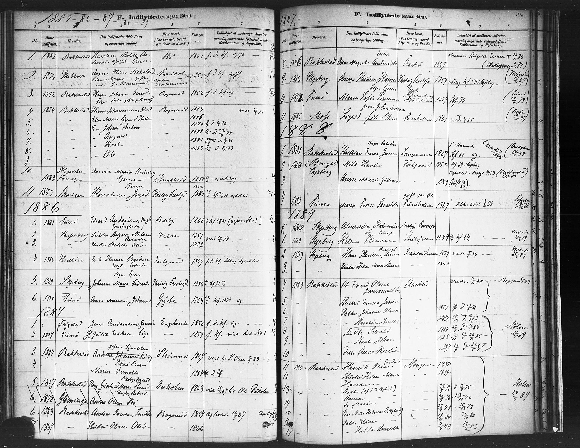 Varteig prestekontor Kirkebøker, SAO/A-10447a/F/Fa/L0002: Parish register (official) no. 2, 1878-1899, p. 239