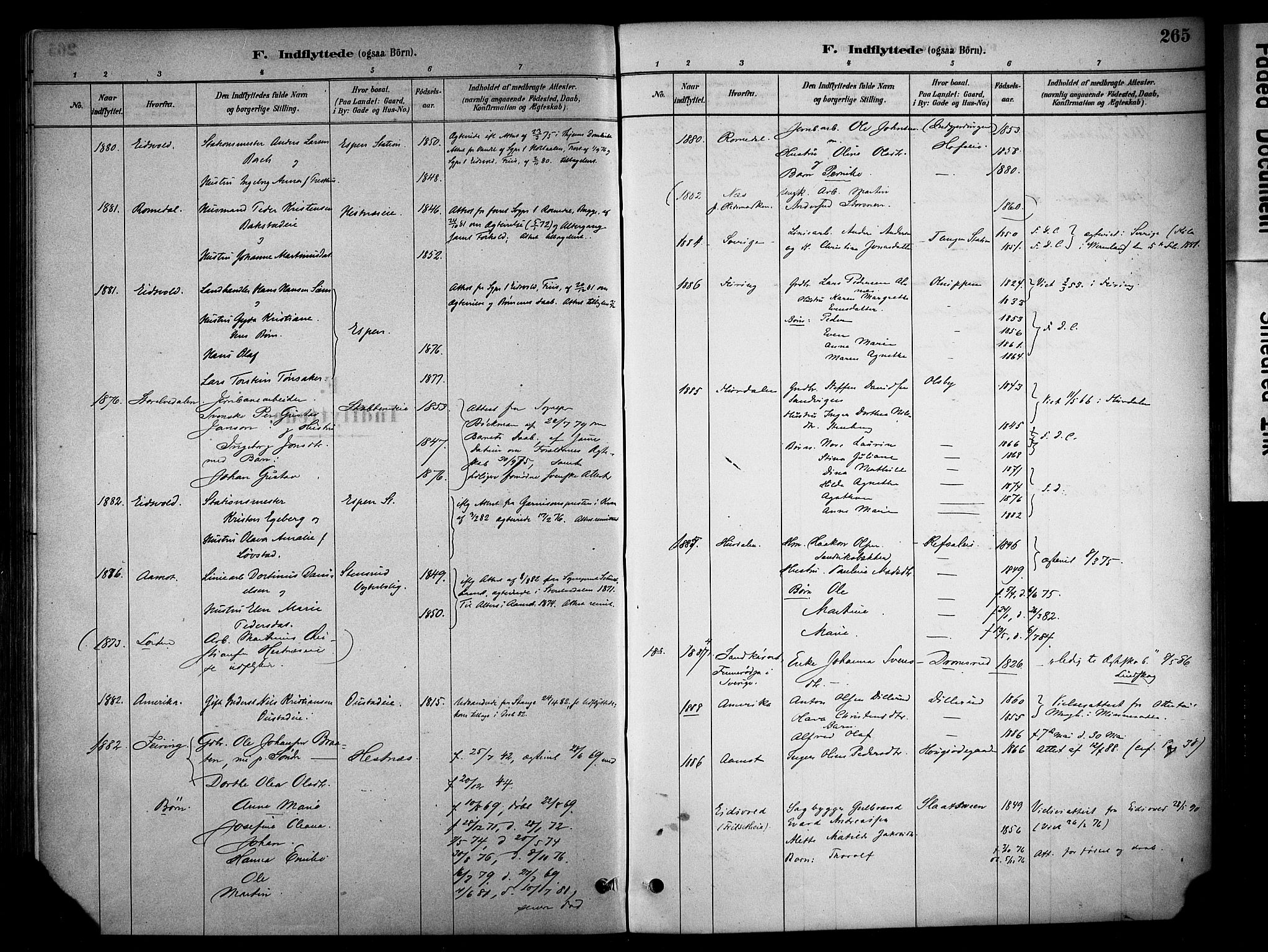 Stange prestekontor, AV/SAH-PREST-002/K/L0018: Parish register (official) no. 18, 1880-1896, p. 265