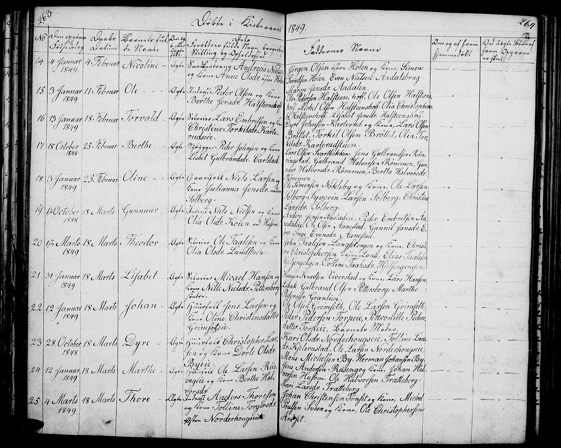 Løten prestekontor, AV/SAH-PREST-022/L/La/L0002: Parish register (copy) no. 2, 1832-1850, p. 263-264