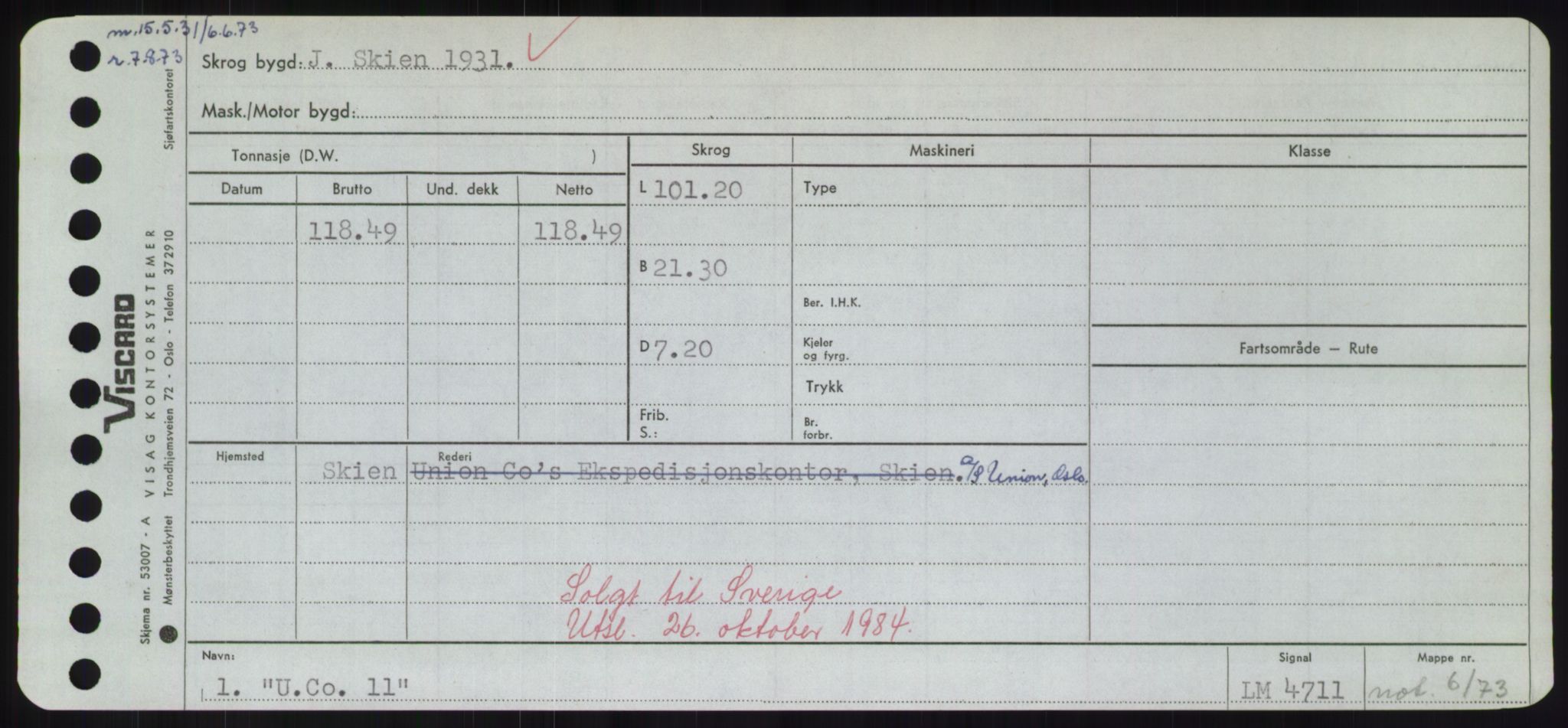 Sjøfartsdirektoratet med forløpere, Skipsmålingen, RA/S-1627/H/Hd/L0040: Fartøy, U-Ve, p. 3