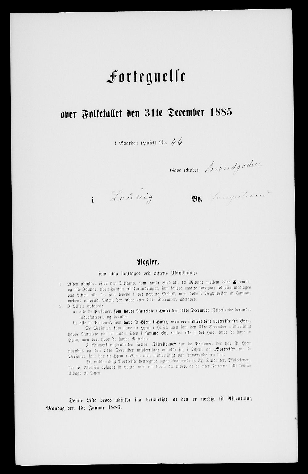 SAKO, 1885 census for 0707 Larvik, 1885, p. 1916