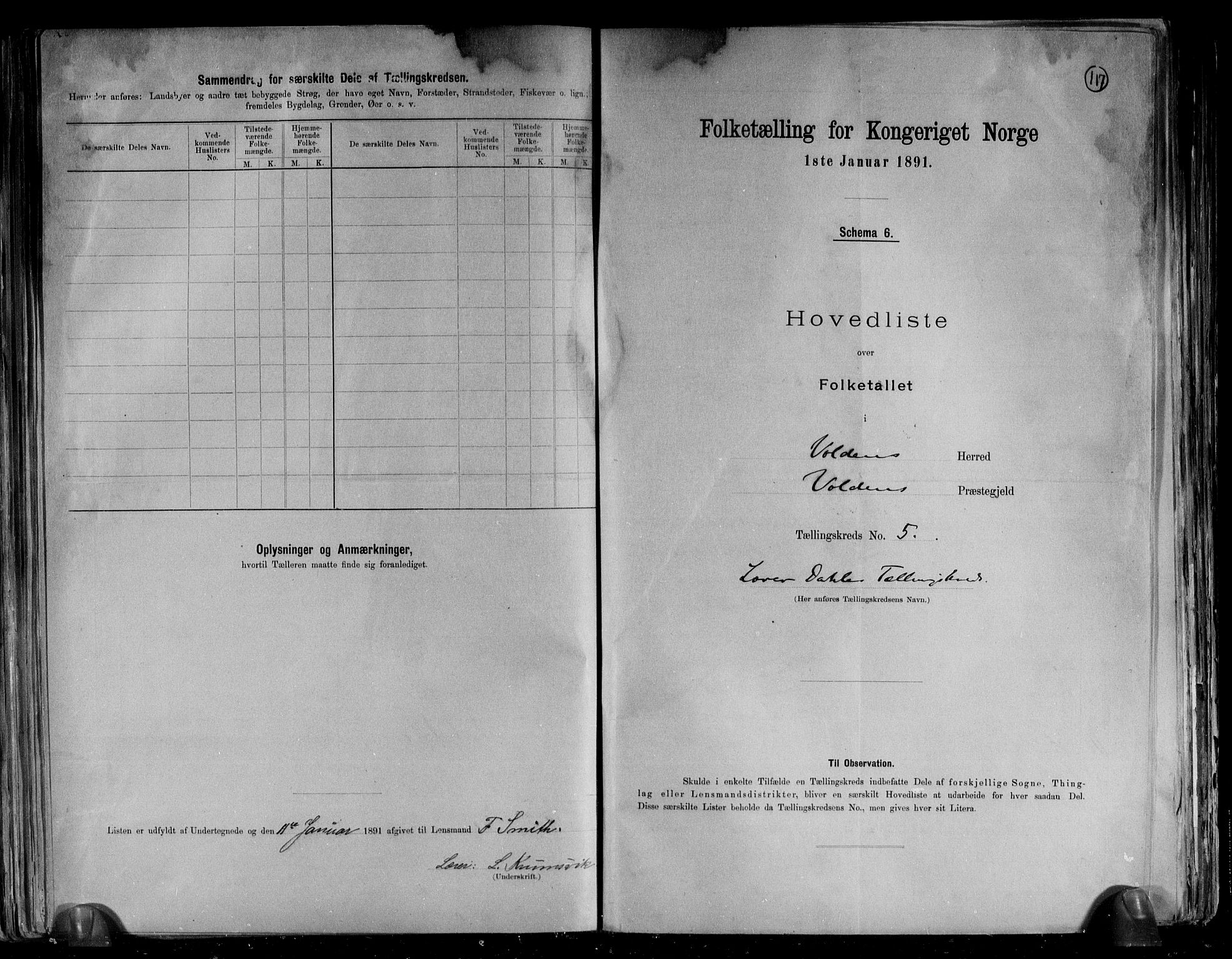 RA, 1891 census for 1519 Volda, 1891, p. 15