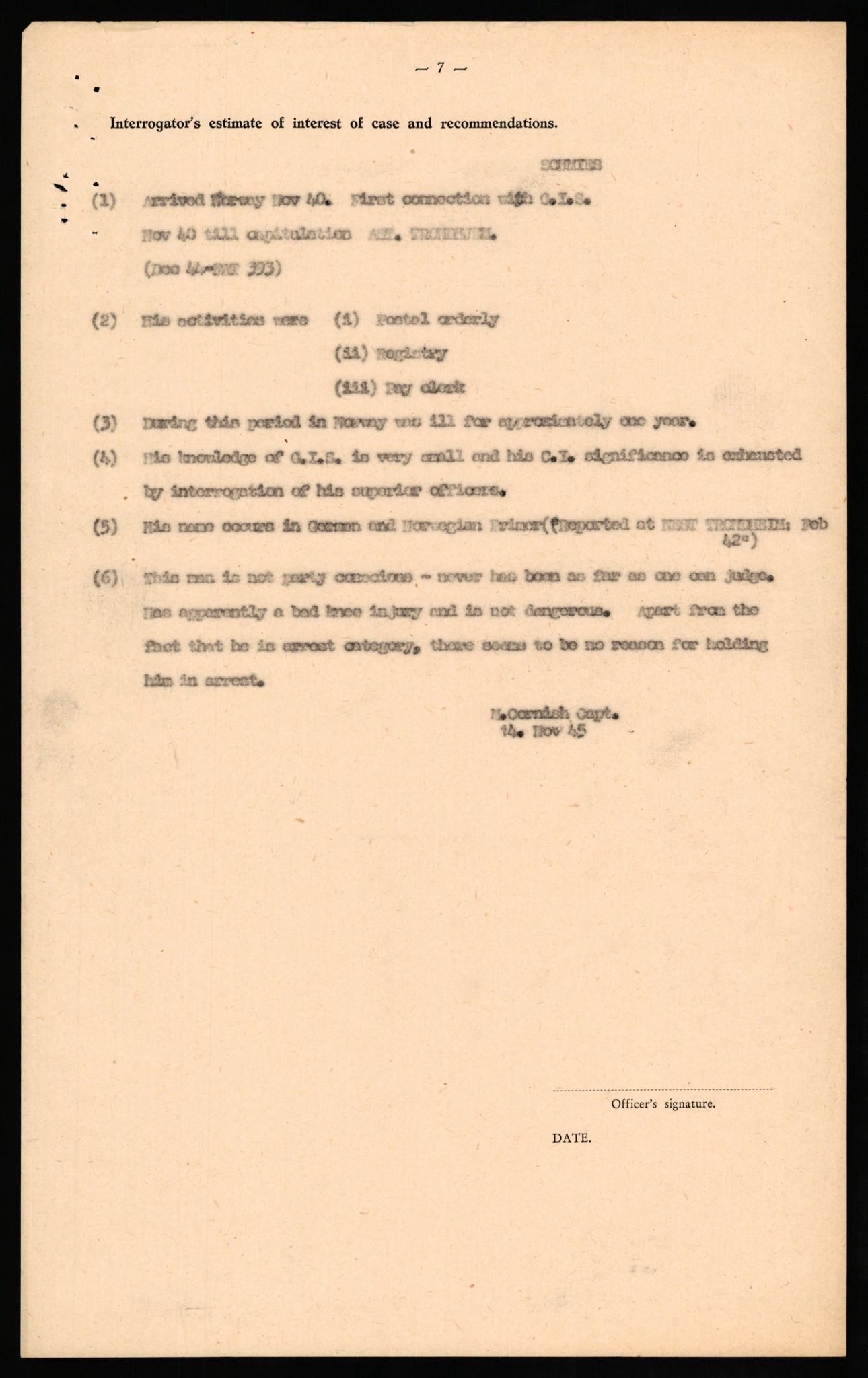 Forsvaret, Forsvarets overkommando II, RA/RAFA-3915/D/Db/L0029: CI Questionaires. Tyske okkupasjonsstyrker i Norge. Tyskere., 1945-1946, p. 443