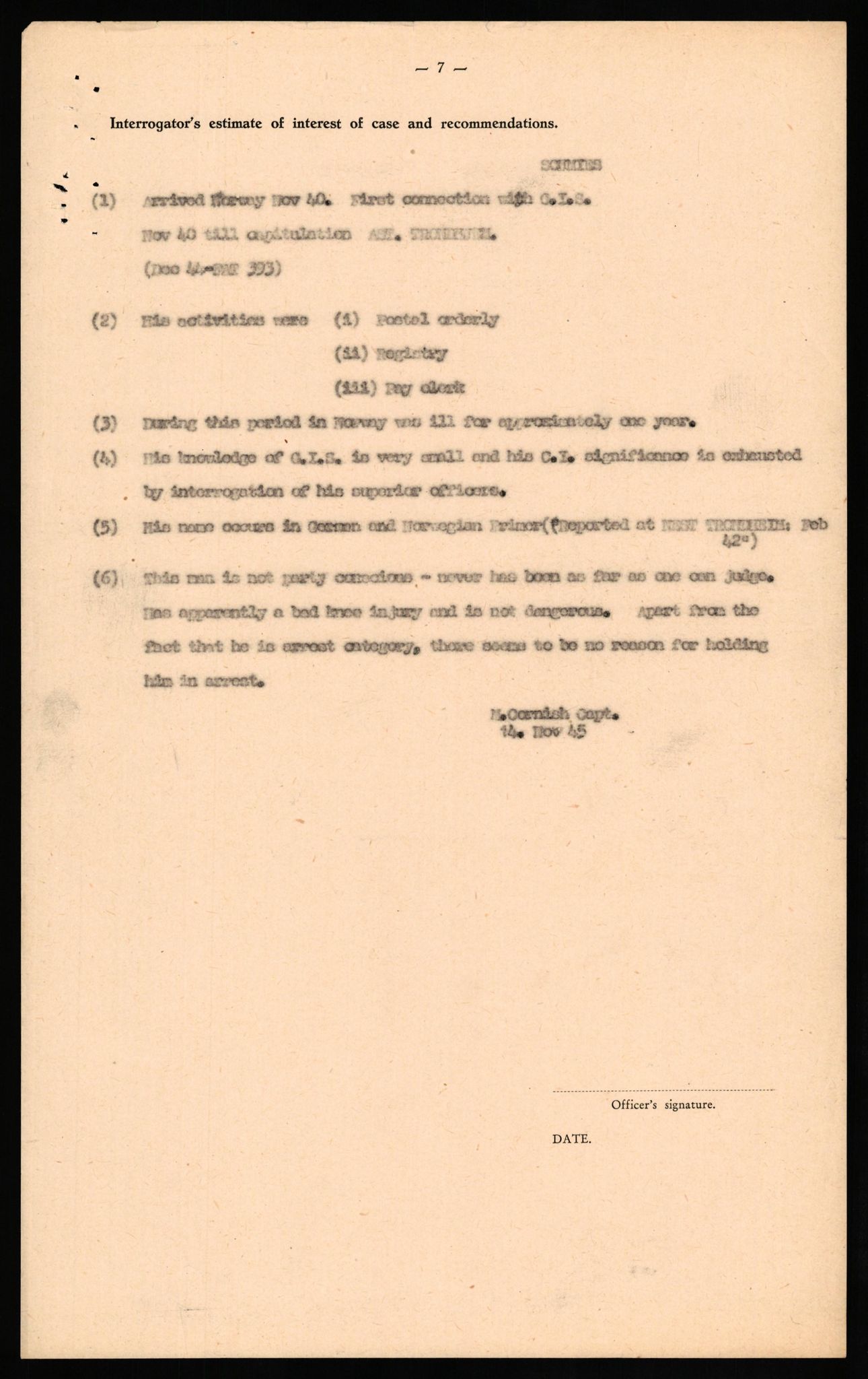 Forsvaret, Forsvarets overkommando II, AV/RA-RAFA-3915/D/Db/L0029: CI Questionaires. Tyske okkupasjonsstyrker i Norge. Tyskere., 1945-1946, p. 443