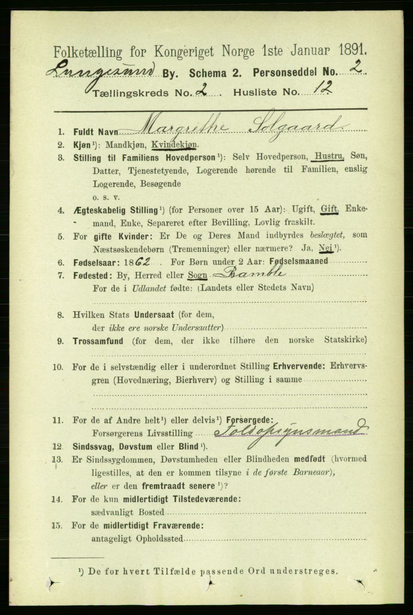 RA, 1891 census for 0802 Langesund, 1891, p. 762