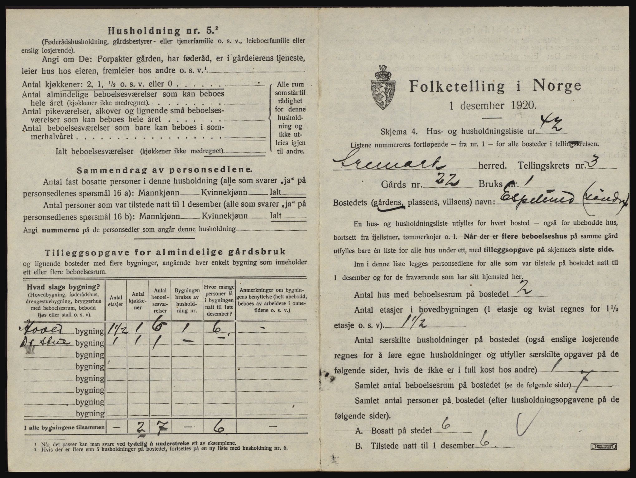 SAO, 1920 census for Aremark, 1920, p. 375