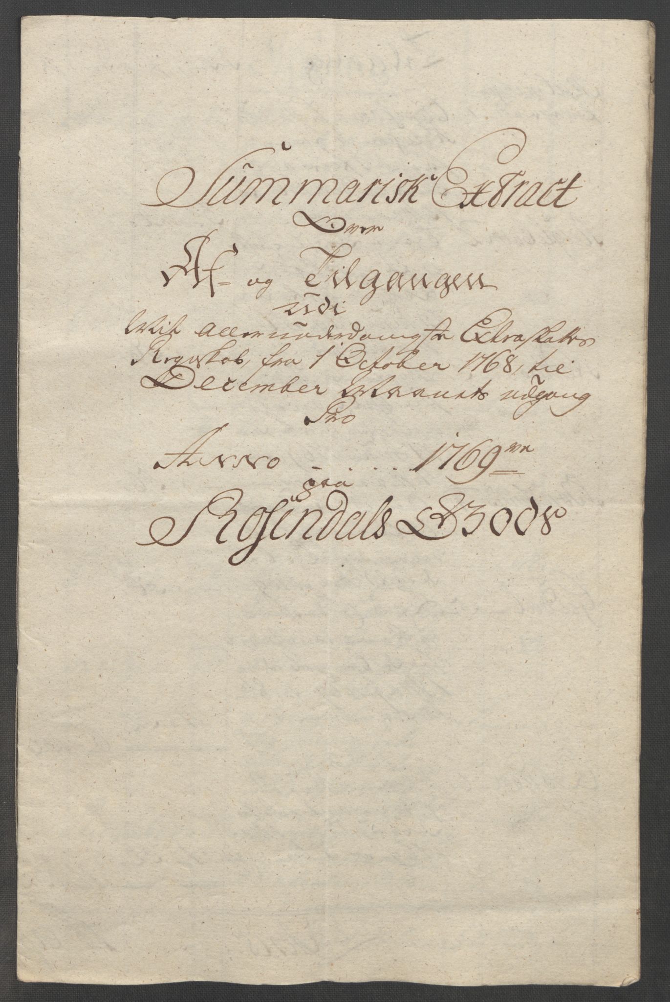 Rentekammeret inntil 1814, Reviderte regnskaper, Fogderegnskap, AV/RA-EA-4092/R49/L3157: Ekstraskatten Rosendal Baroni, 1762-1772, p. 295