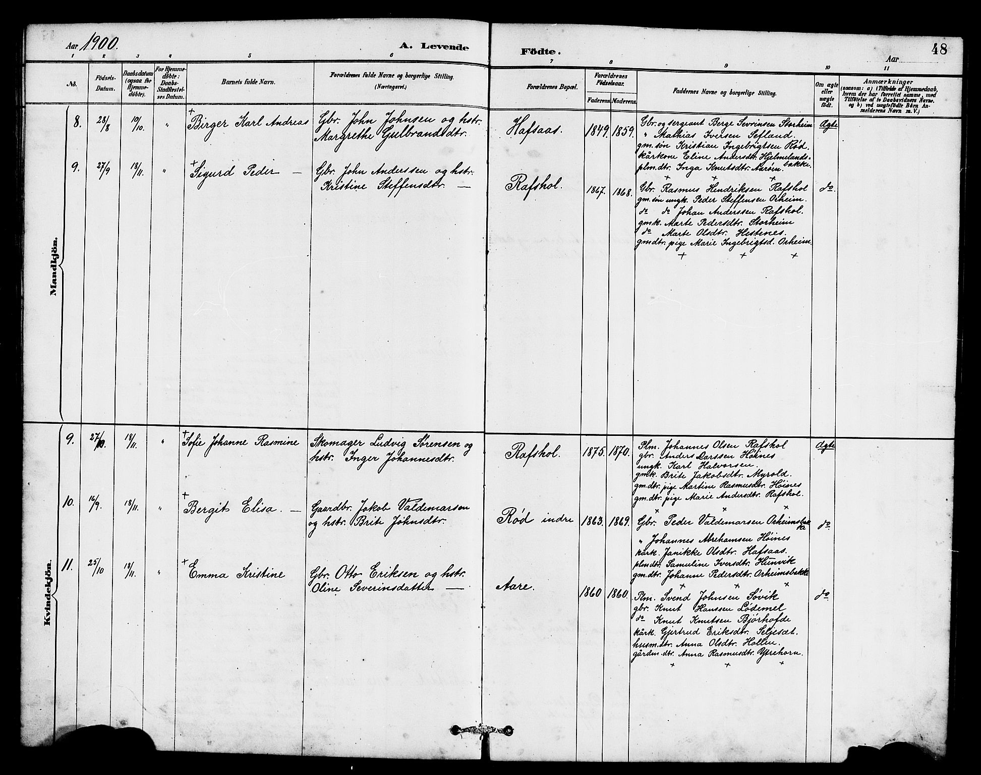 Eid sokneprestembete, AV/SAB-A-82301/H/Hab/Habc/L0002: Parish register (copy) no. C 2, 1887-1906, p. 48