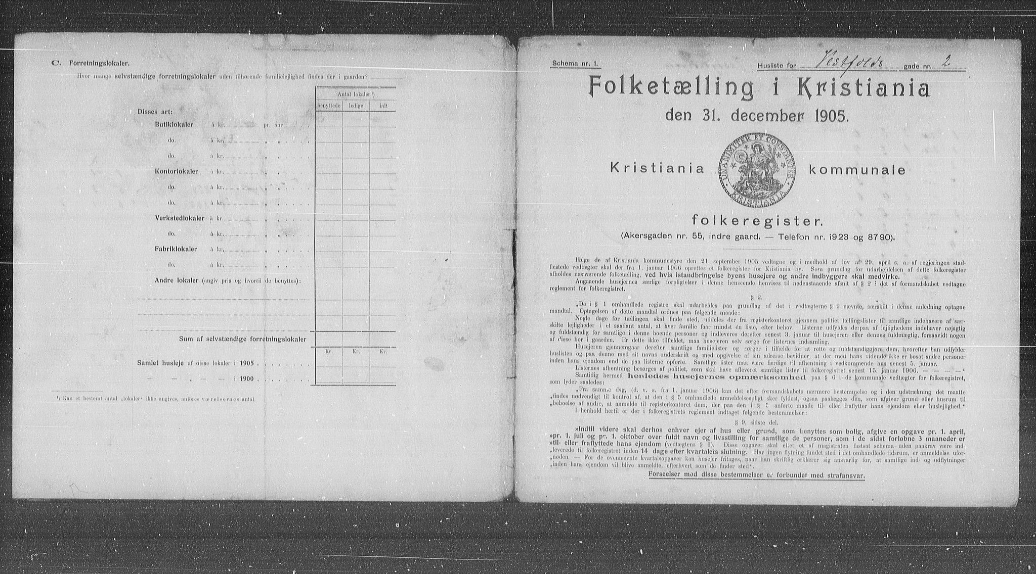 OBA, Municipal Census 1905 for Kristiania, 1905, p. 64355