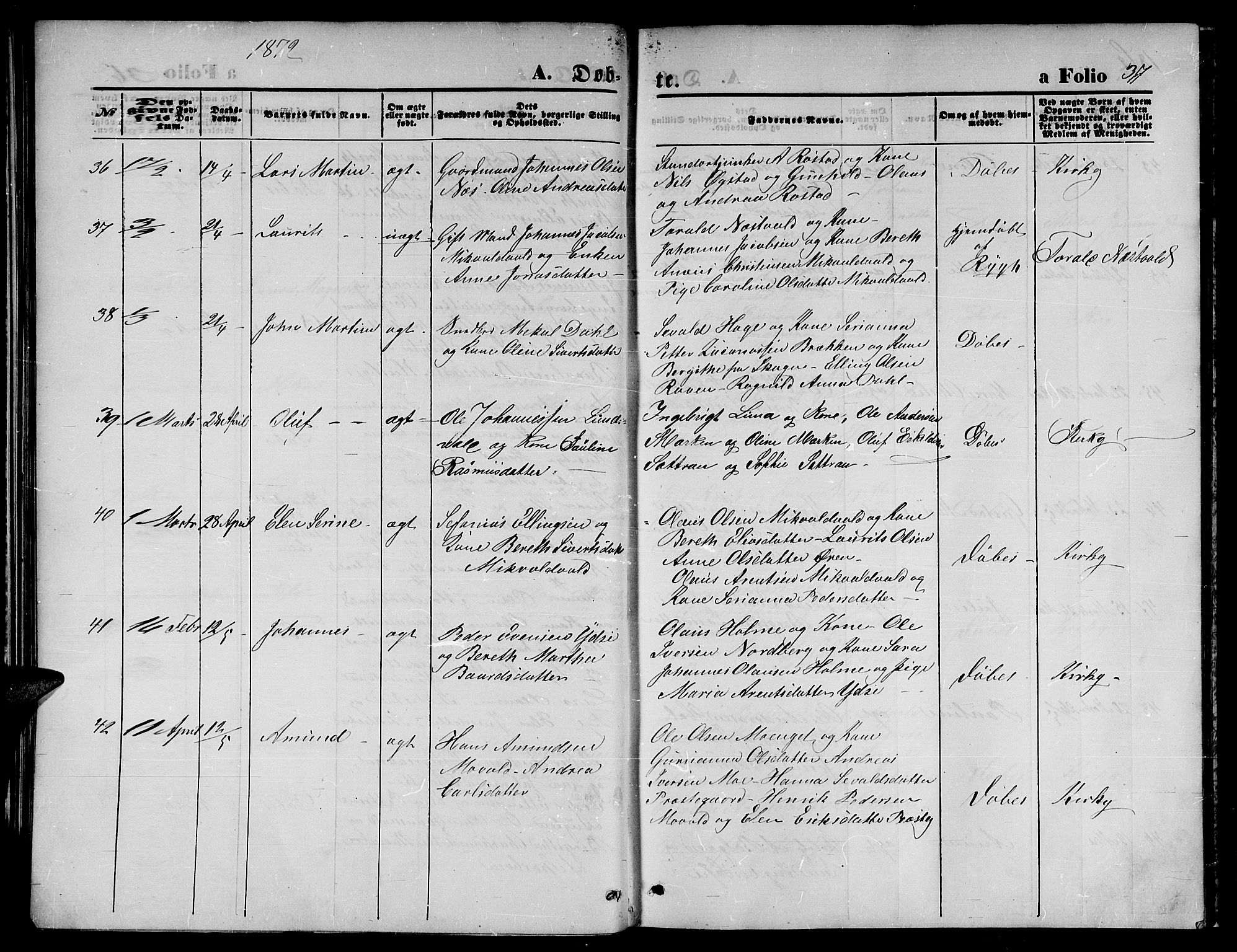 Ministerialprotokoller, klokkerbøker og fødselsregistre - Nord-Trøndelag, AV/SAT-A-1458/723/L0255: Parish register (copy) no. 723C03, 1869-1879, p. 37