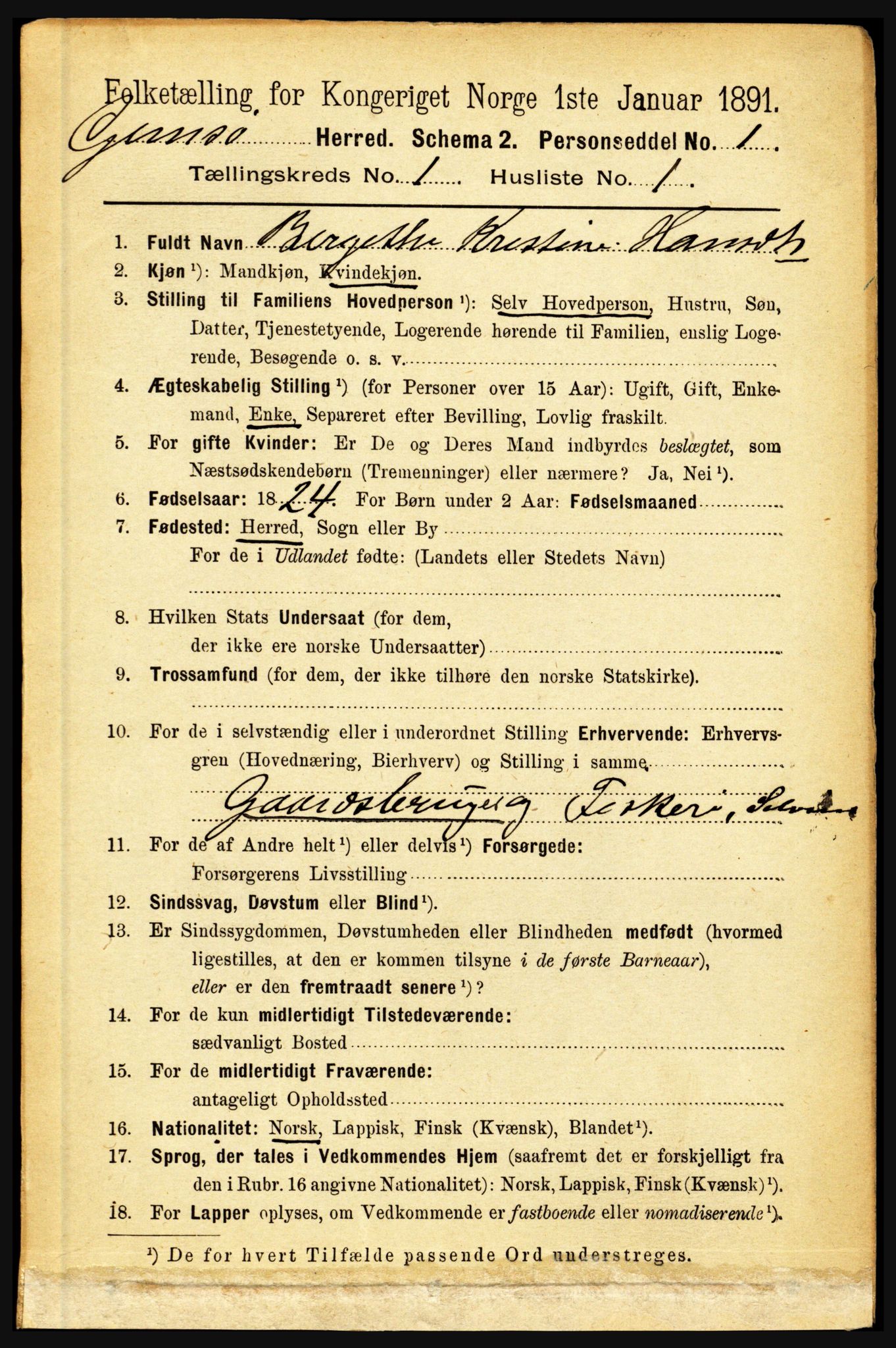 RA, 1891 census for 1864 Gimsøy, 1891, p. 59