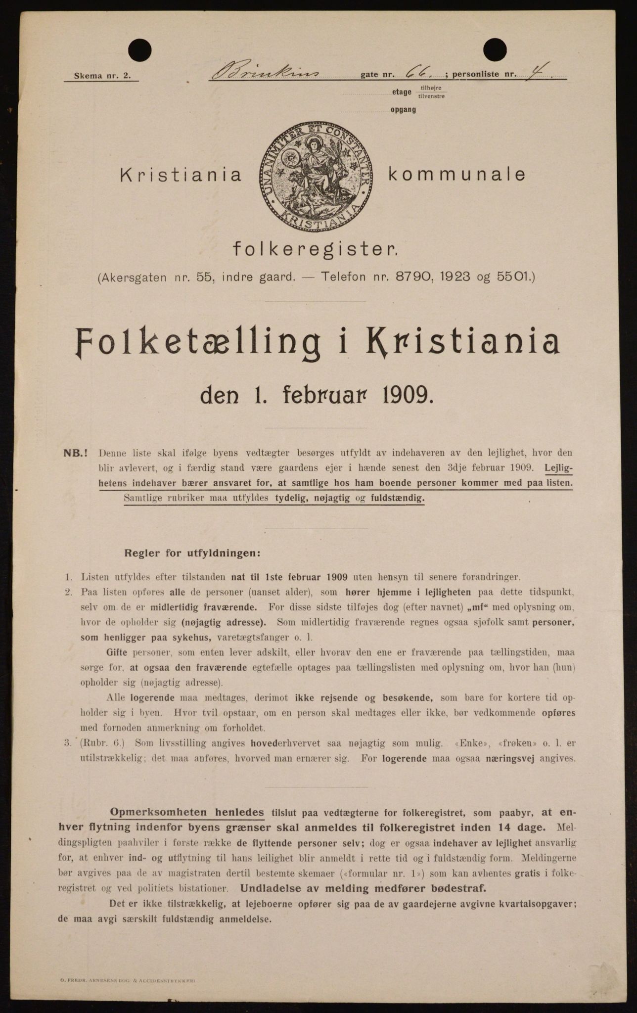 OBA, Municipal Census 1909 for Kristiania, 1909, p. 8533