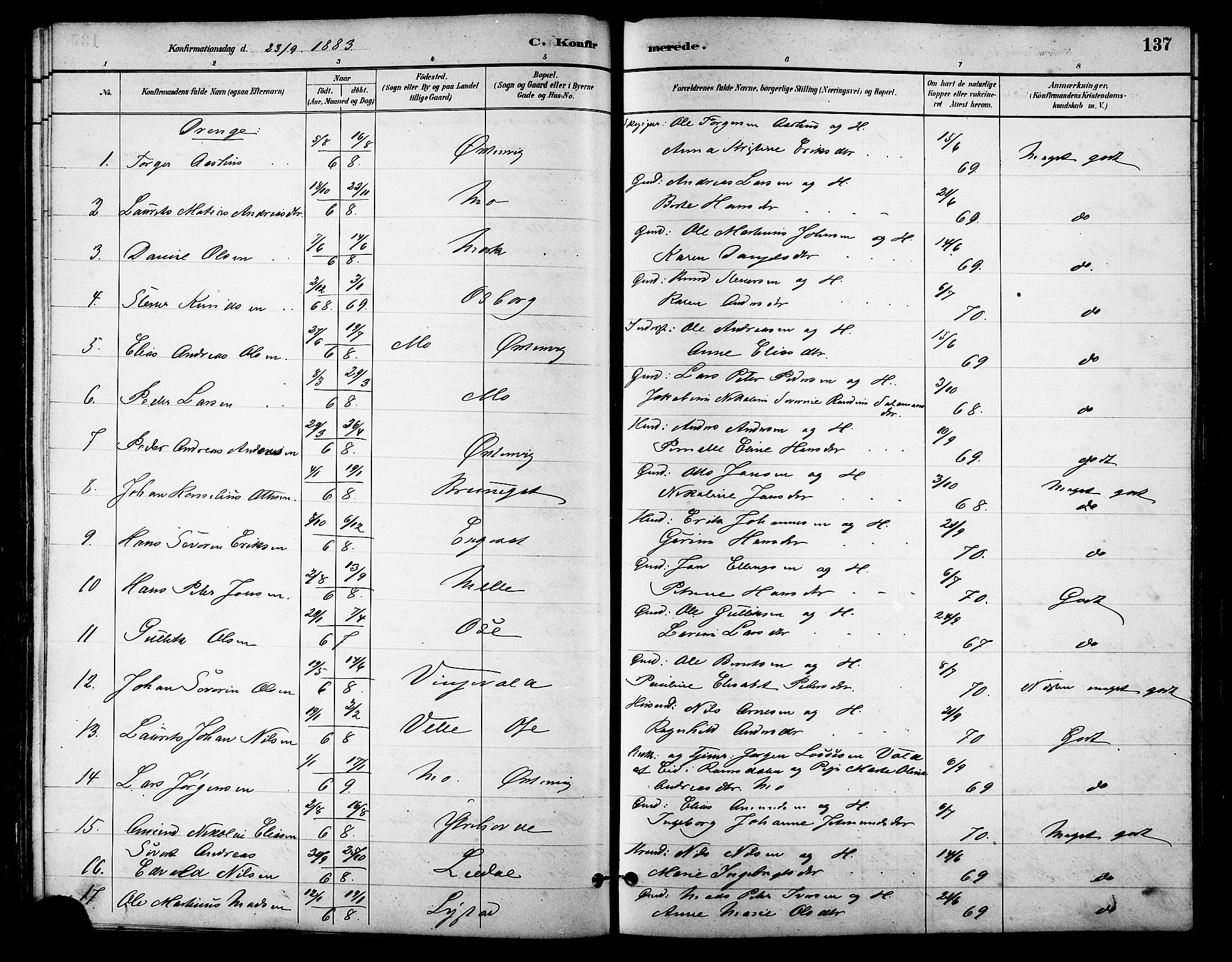 Ministerialprotokoller, klokkerbøker og fødselsregistre - Møre og Romsdal, AV/SAT-A-1454/513/L0189: Parish register (copy) no. 513C03, 1883-1904, p. 137