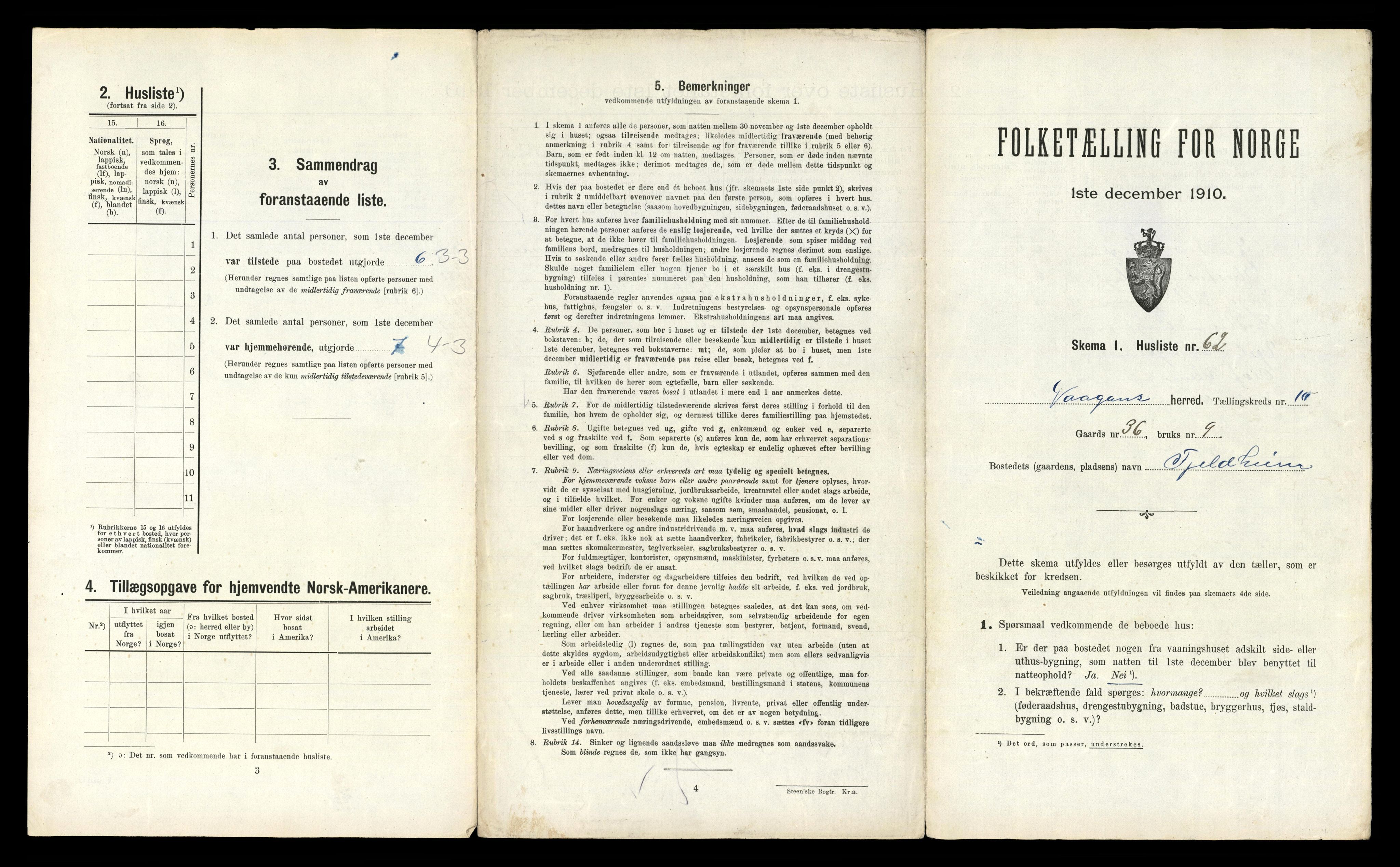 RA, 1910 census for Vågan, 1910, p. 1671