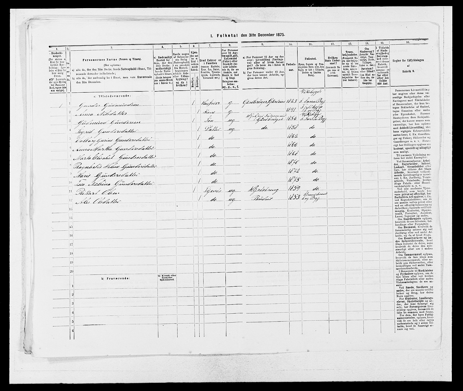 SAB, 1875 census for 1216P Sveio, 1875, p. 127