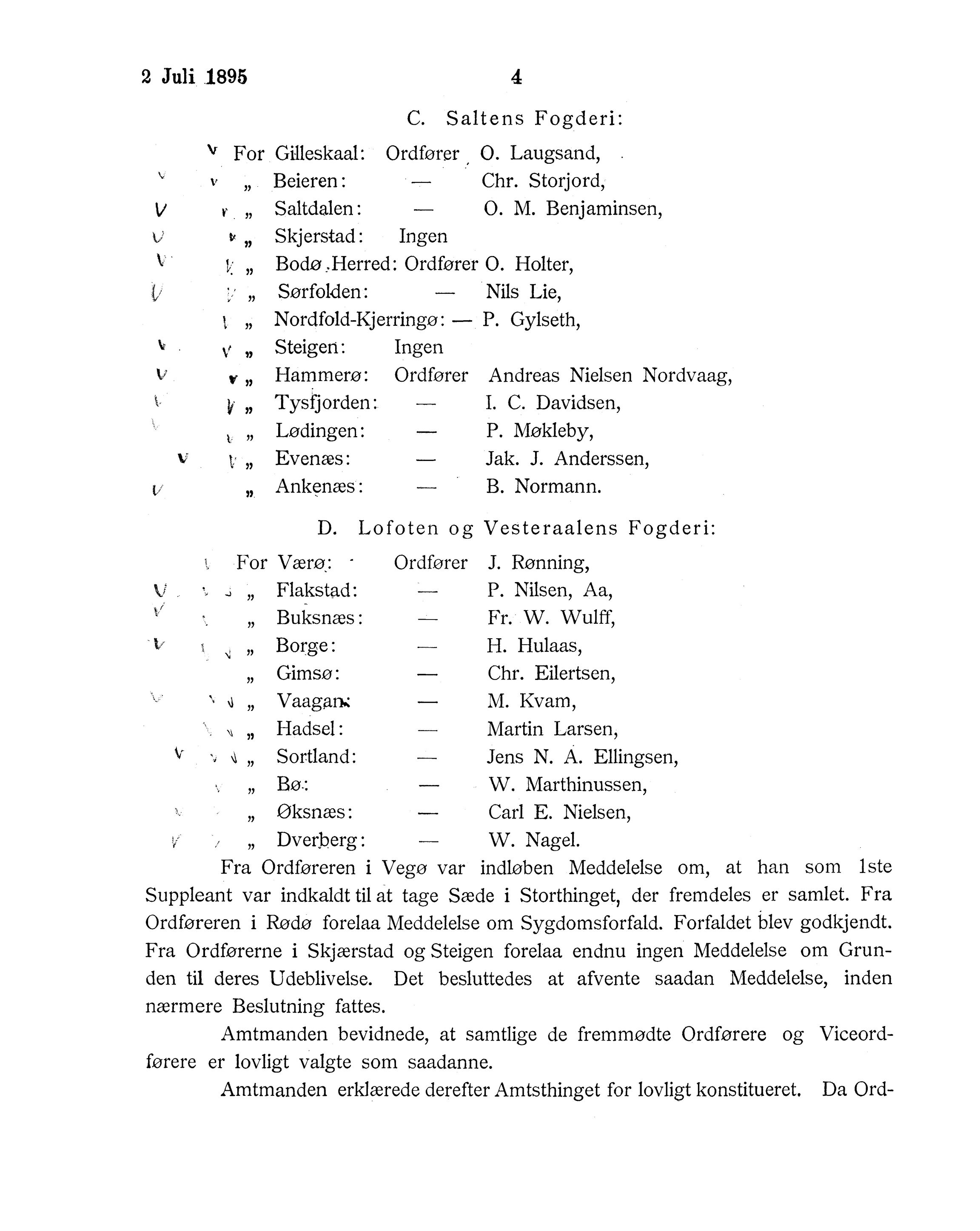 Nordland Fylkeskommune. Fylkestinget, AIN/NFK-17/176/A/Ac/L0018: Fylkestingsforhandlinger 1895, 1895