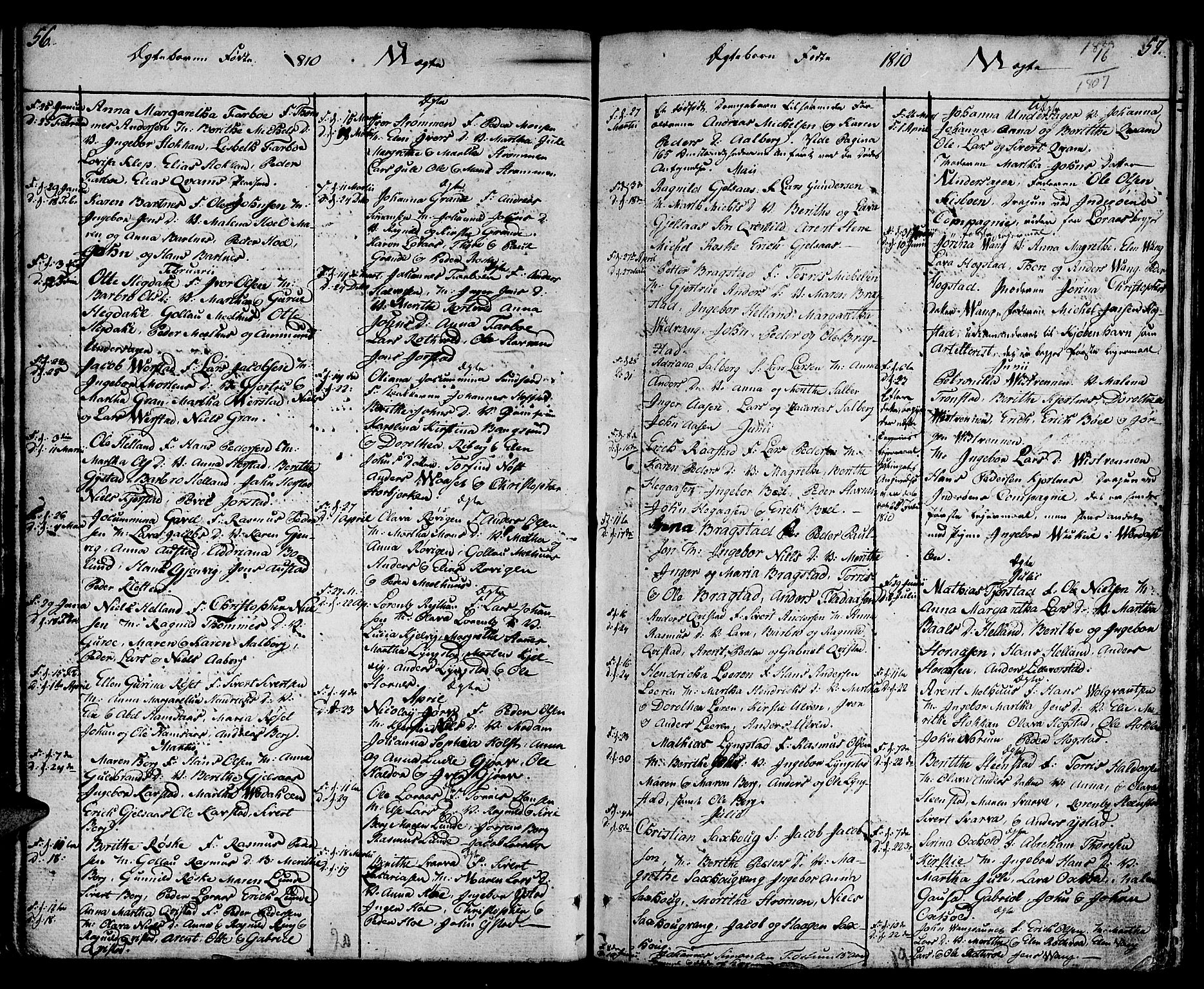 Ministerialprotokoller, klokkerbøker og fødselsregistre - Nord-Trøndelag, SAT/A-1458/730/L0274: Parish register (official) no. 730A03, 1802-1816, p. 56-57