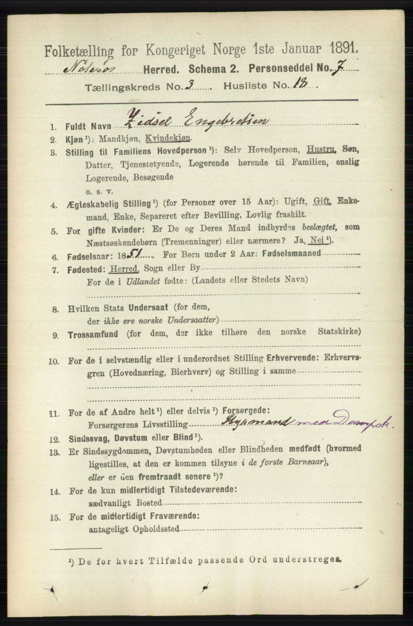 RA, 1891 census for 0722 Nøtterøy, 1891, p. 1654