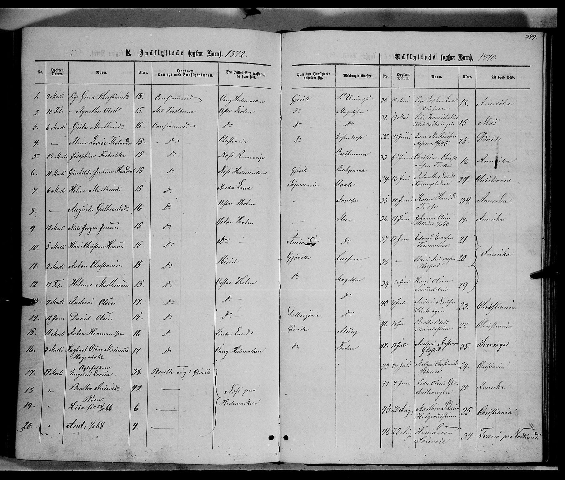 Vardal prestekontor, SAH/PREST-100/H/Ha/Hab/L0006: Parish register (copy) no. 6, 1869-1881, p. 349