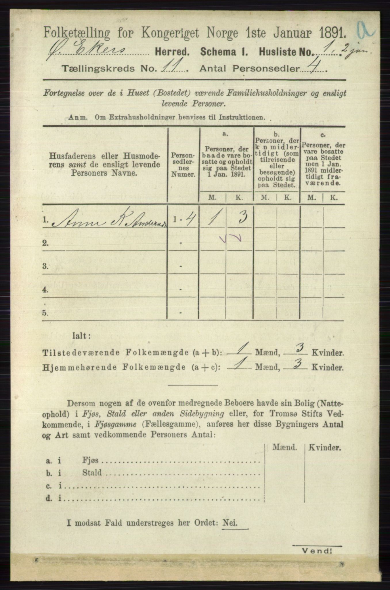 RA, 1891 census for 0624 Øvre Eiker, 1891, p. 4492