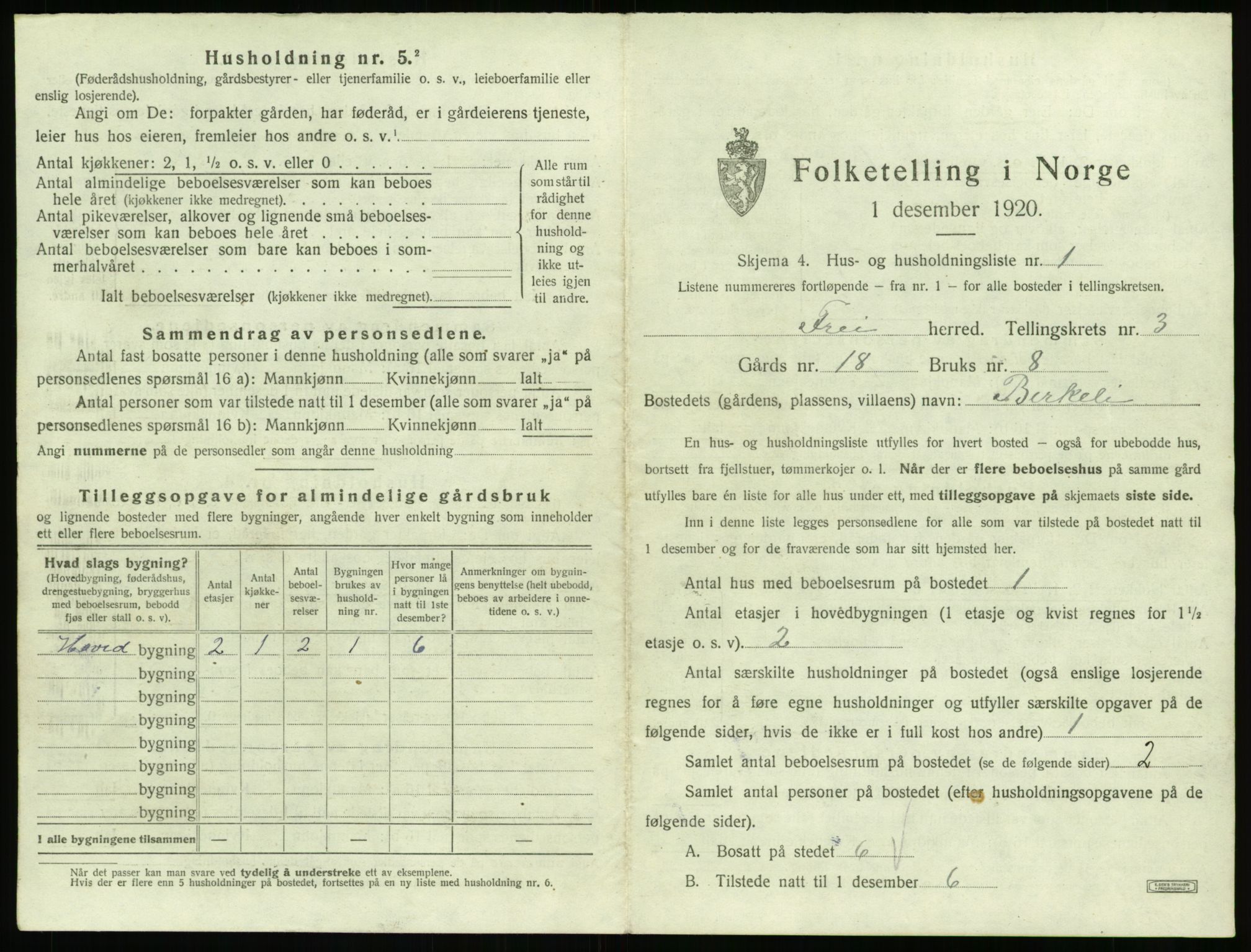 SAT, 1920 census for Frei, 1920, p. 259