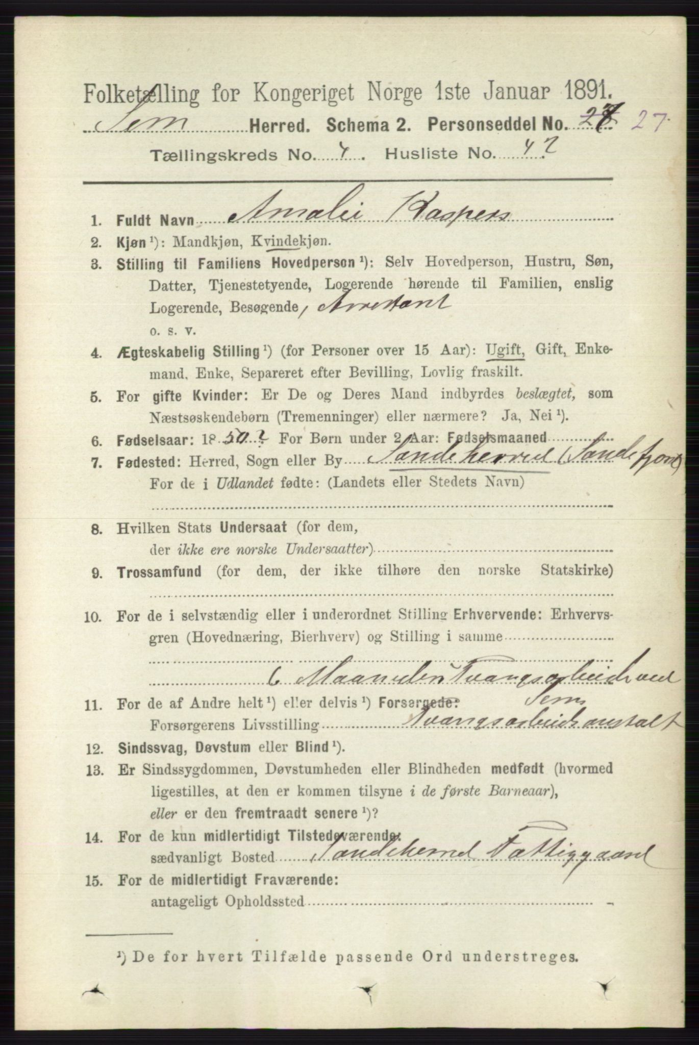 RA, 1891 census for 0721 Sem, 1891, p. 1864