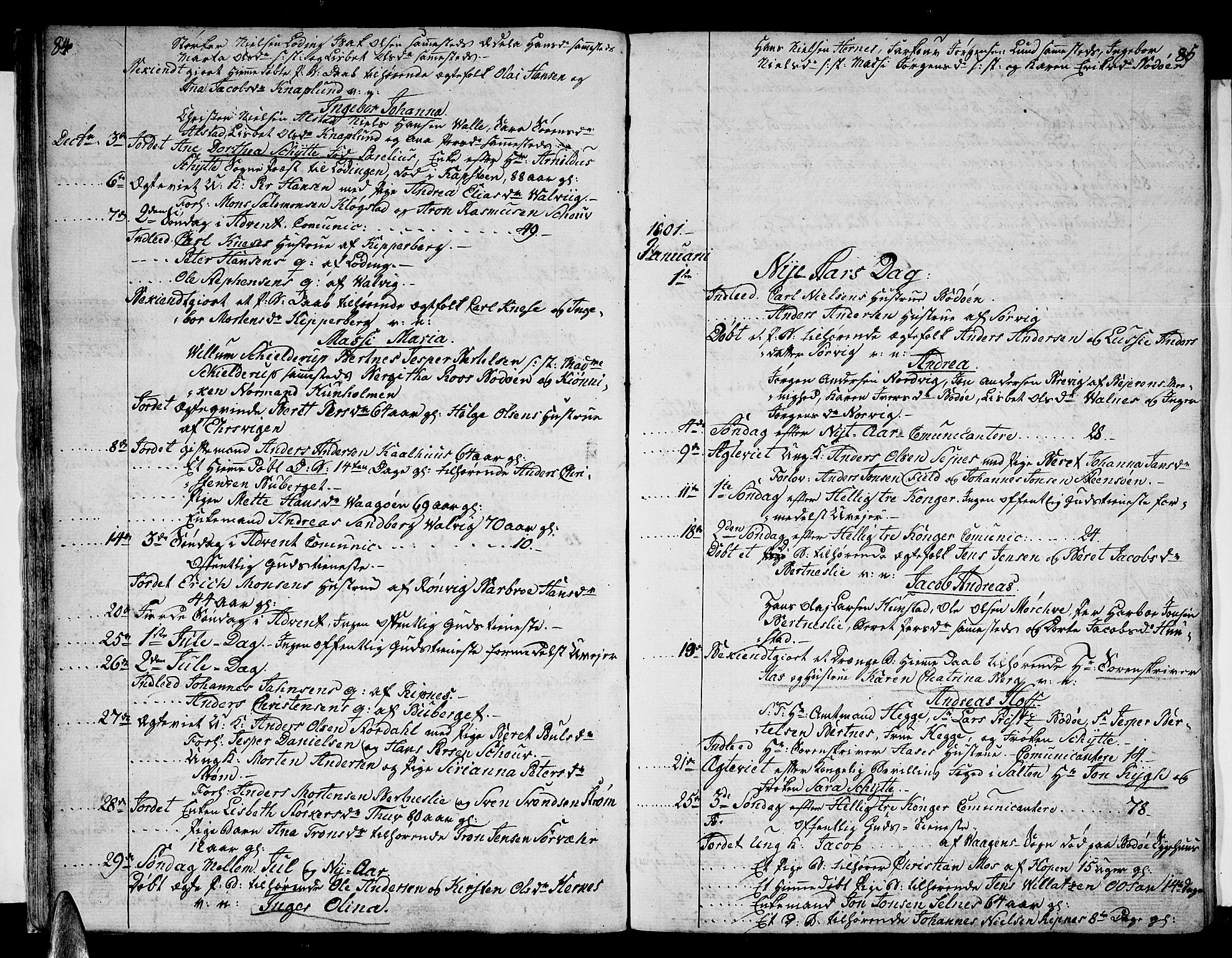 Ministerialprotokoller, klokkerbøker og fødselsregistre - Nordland, SAT/A-1459/801/L0004: Parish register (official) no. 801A04, 1796-1817, p. 84-85