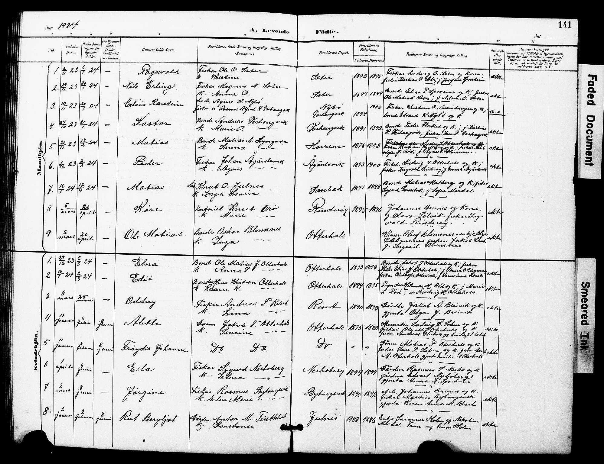 Ministerialprotokoller, klokkerbøker og fødselsregistre - Møre og Romsdal, SAT/A-1454/560/L0725: Parish register (copy) no. 560C02, 1895-1930, p. 141