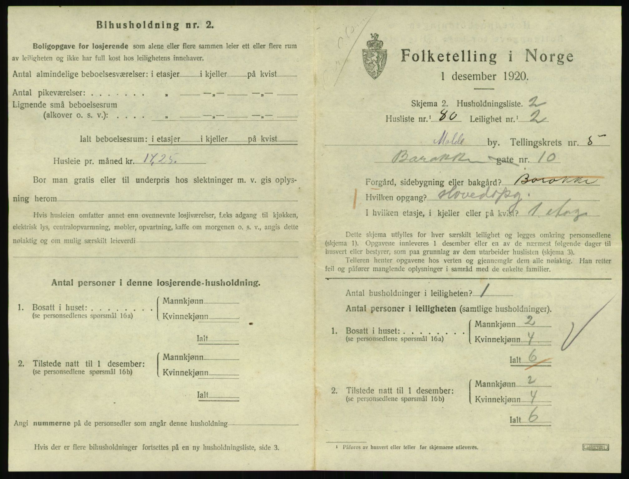 SAT, 1920 census for Molde, 1920, p. 2065