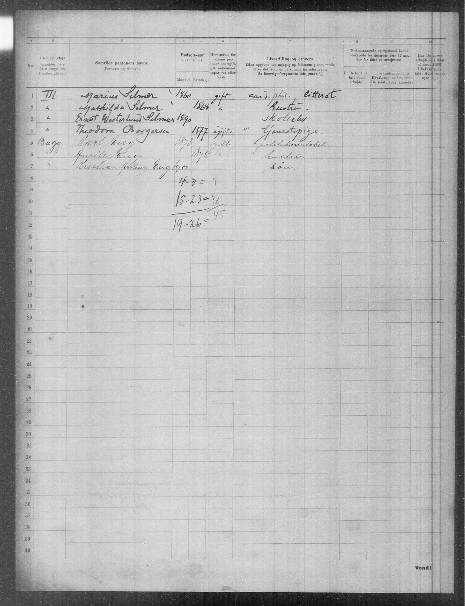 OBA, Municipal Census 1903 for Kristiania, 1903, p. 2434