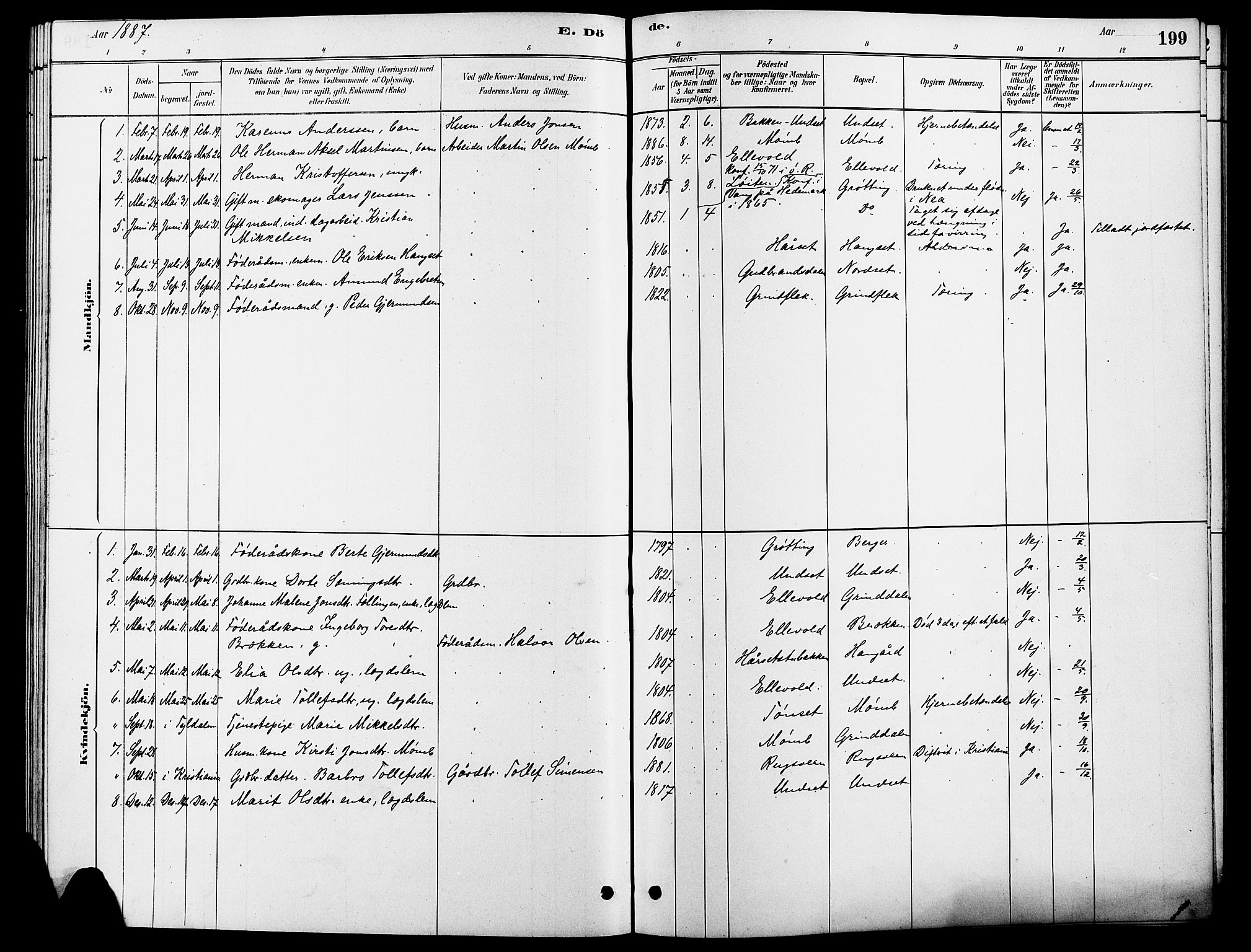 Rendalen prestekontor, SAH/PREST-054/H/Ha/Hab/L0003: Parish register (copy) no. 3, 1879-1904, p. 199