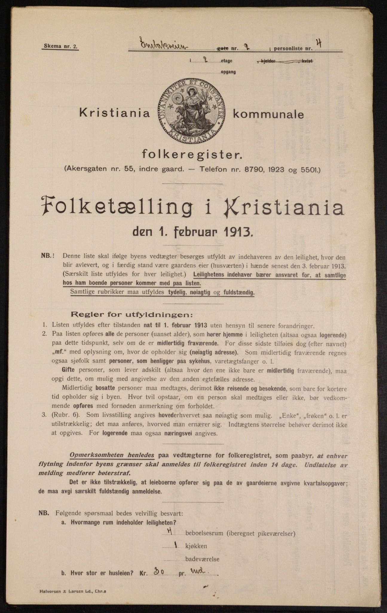 OBA, Municipal Census 1913 for Kristiania, 1913, p. 21105