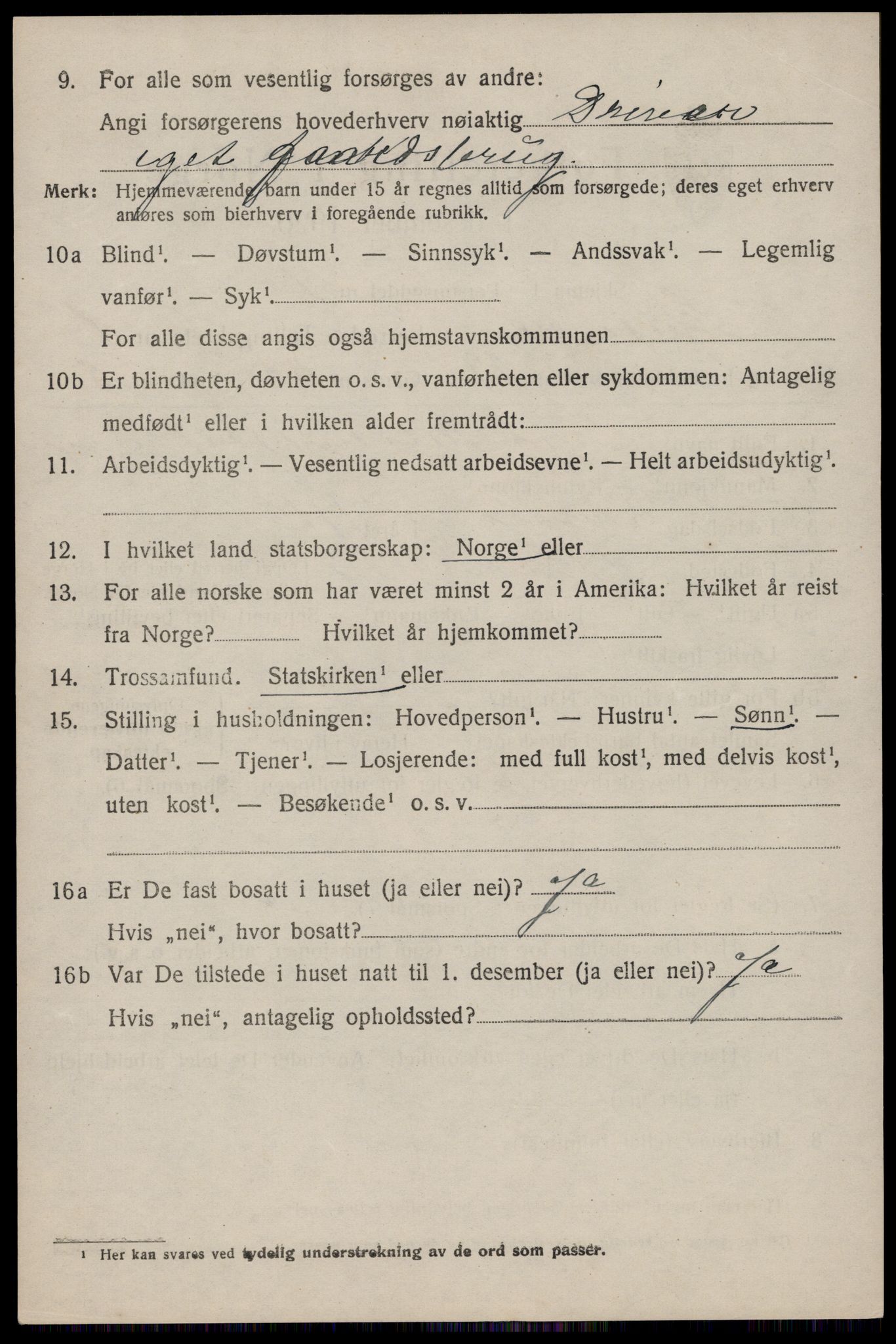 SAST, 1920 census for Skudenes, 1920, p. 1403