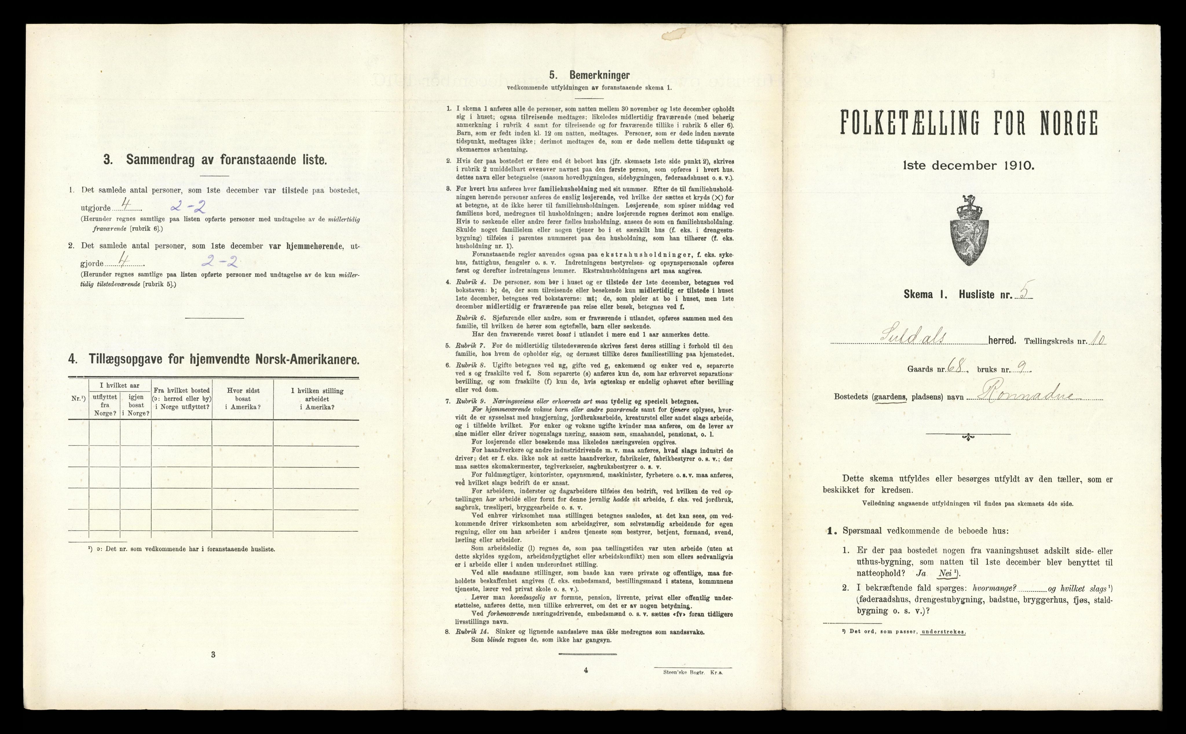 RA, 1910 census for Suldal, 1910, p. 661