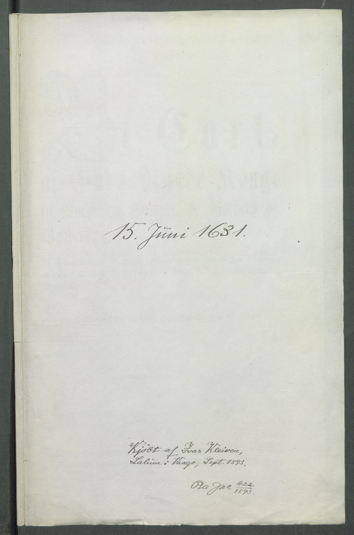 Riksarkivets diplomsamling, AV/RA-EA-5965/F02/L0140: Dokumenter, 1631, p. 63