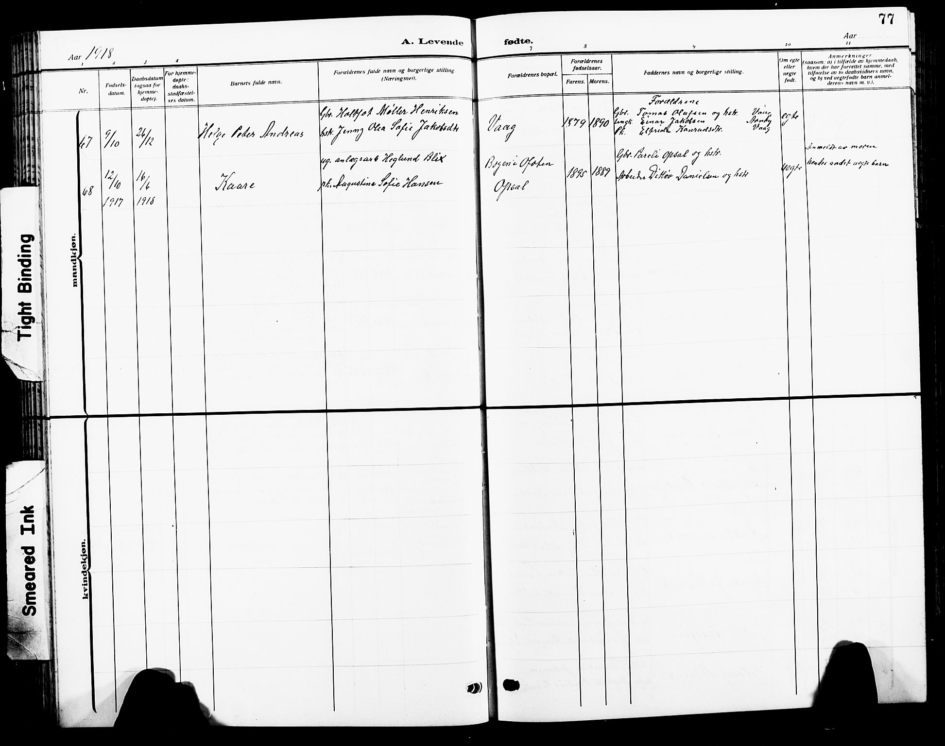 Ministerialprotokoller, klokkerbøker og fødselsregistre - Nordland, AV/SAT-A-1459/805/L0110: Parish register (copy) no. 805C06, 1909-1924, p. 77