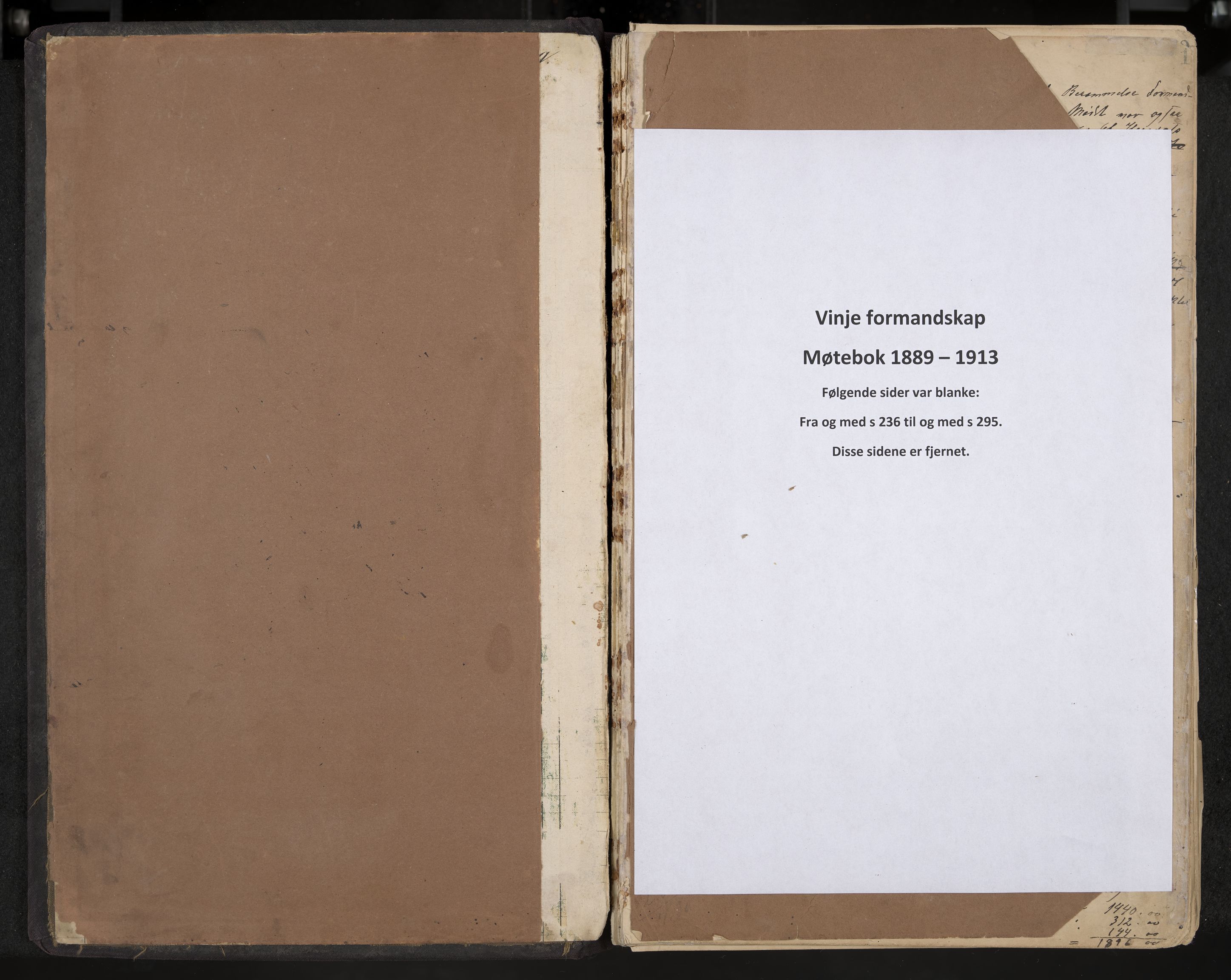 Vinje formannskap og sentraladministrasjon, IKAK/0834021-1/A/L0002: Møtebok, 1889-1913