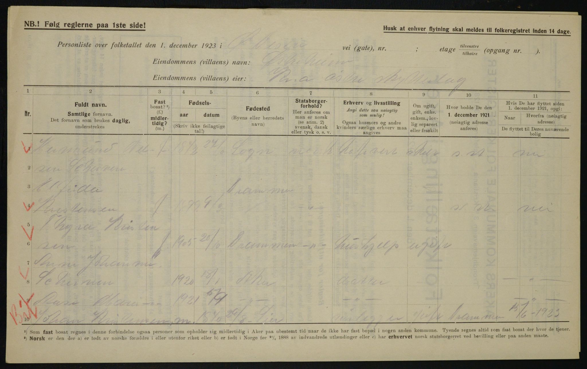 , Municipal Census 1923 for Aker, 1923, p. 22475