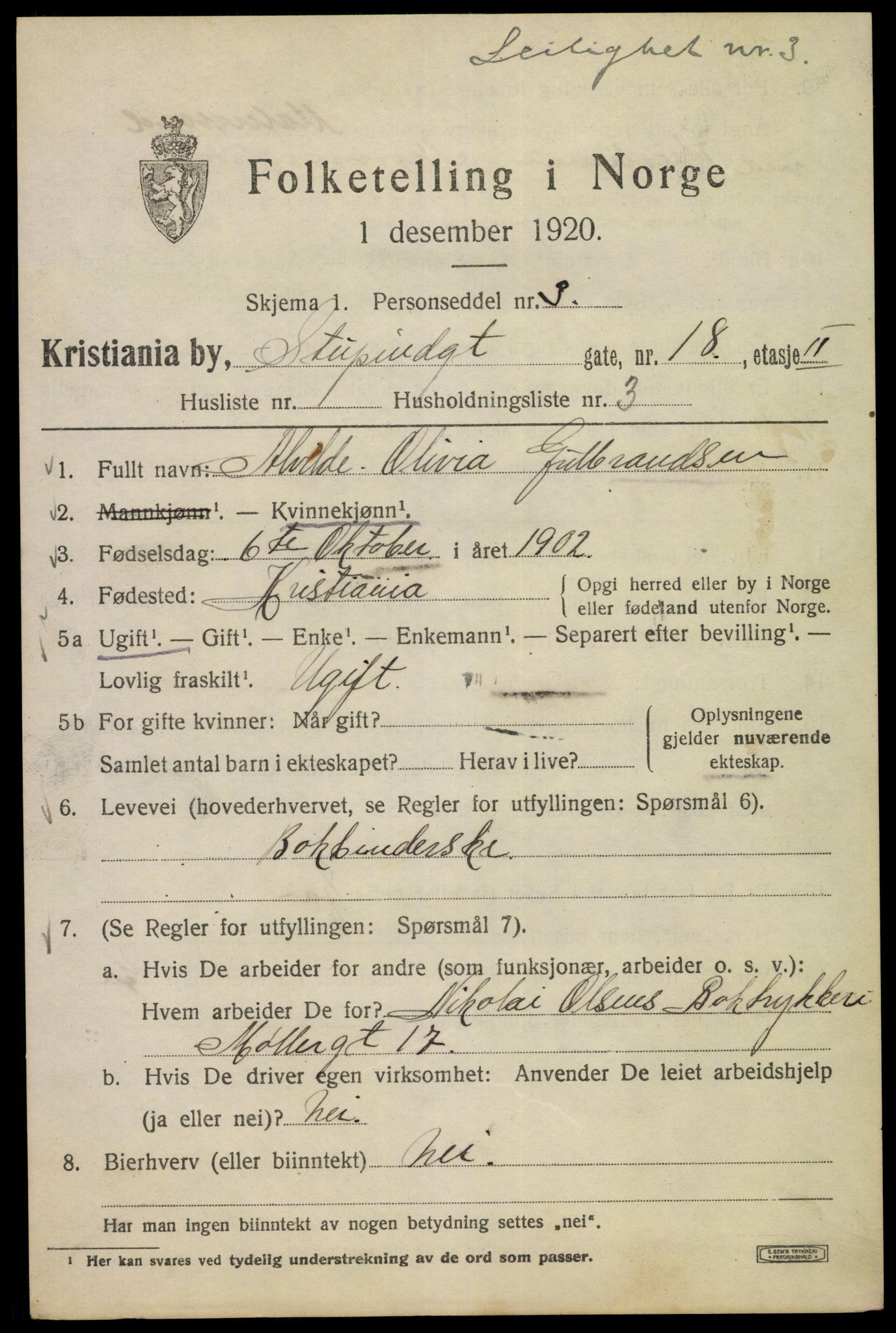 SAO, 1920 census for Kristiania, 1920, p. 553681