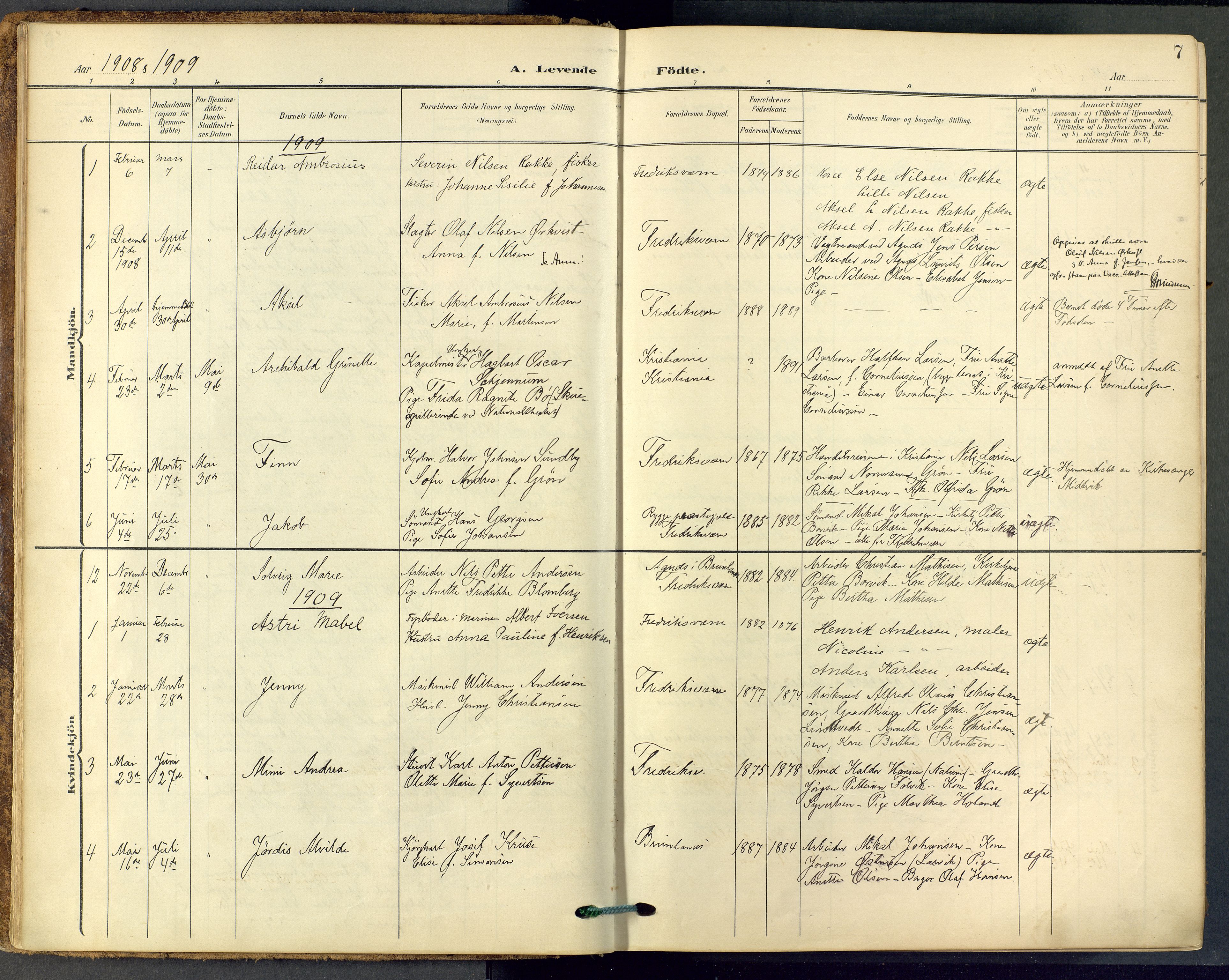 Stavern kirkebøker, SAKO/A-318/F/Fa/L0009: Parish register (official) no. 9, 1906-1955, p. 7