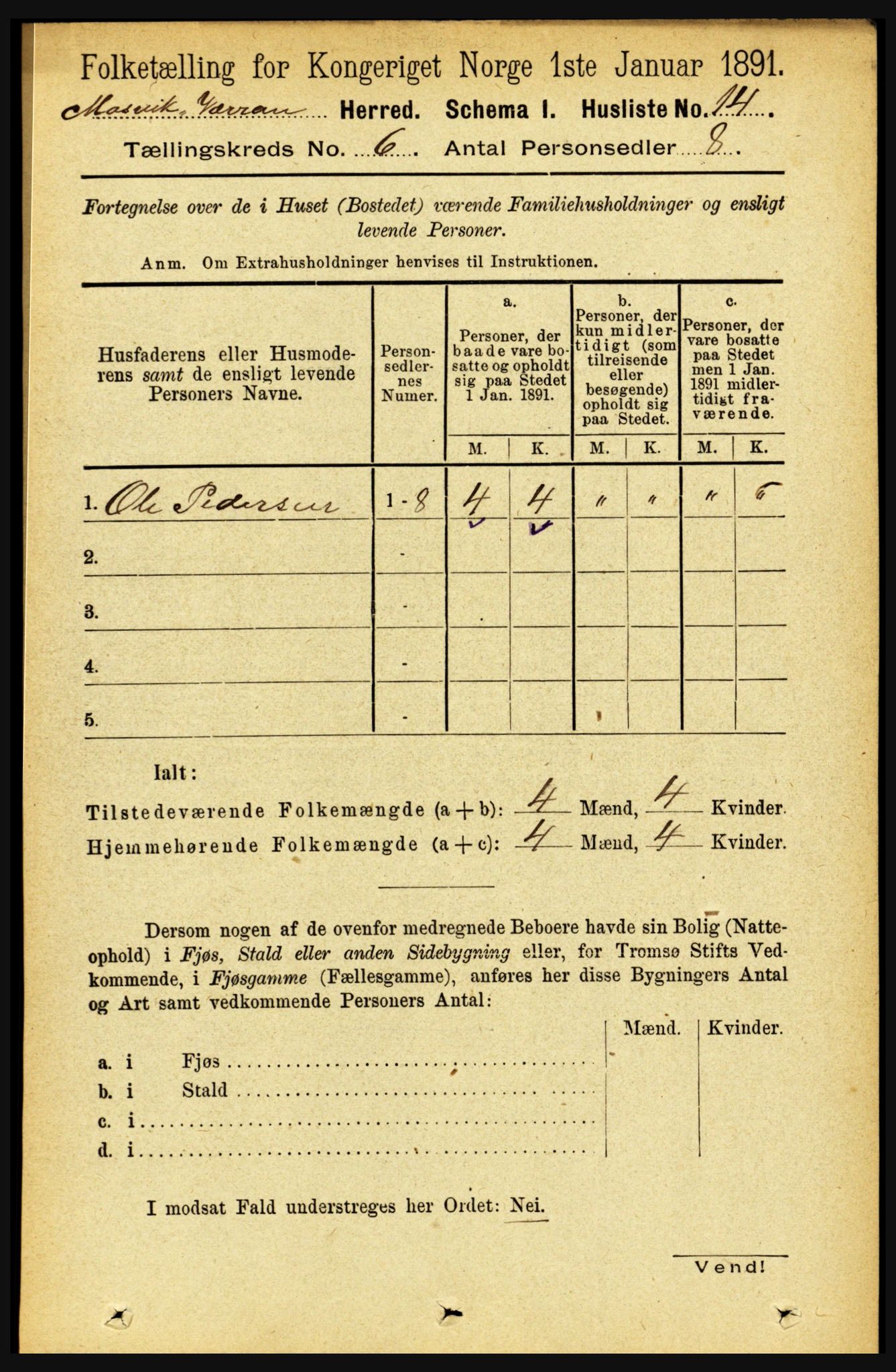 RA, 1891 census for 1723 Mosvik og Verran, 1891, p. 2401