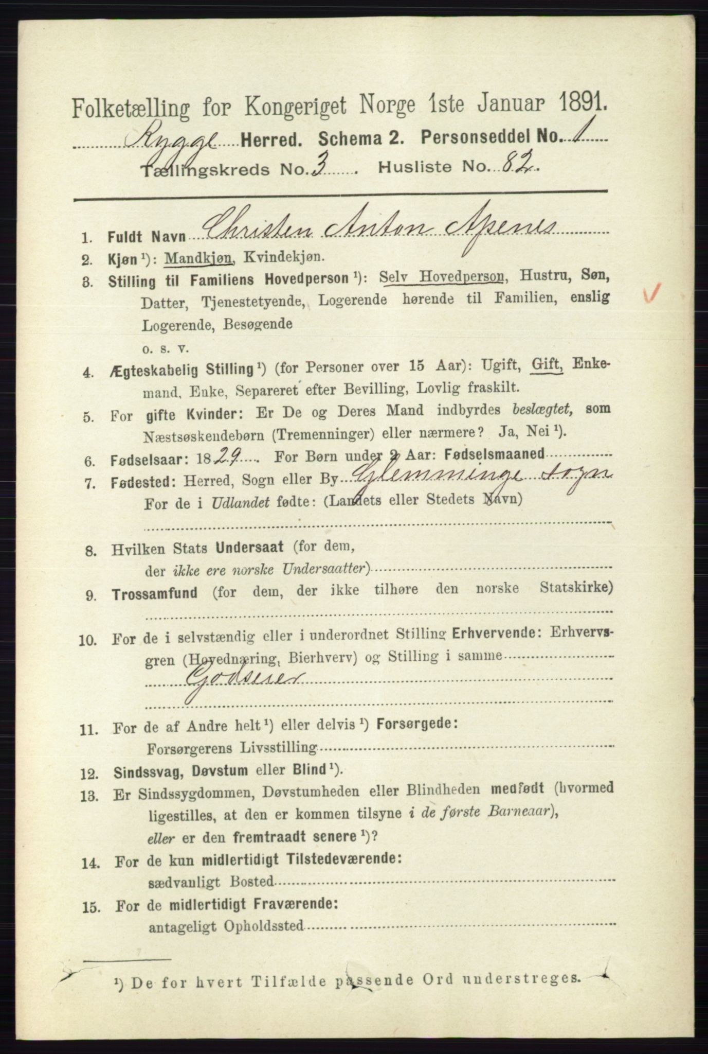 RA, 1891 census for 0136 Rygge, 1891, p. 2147