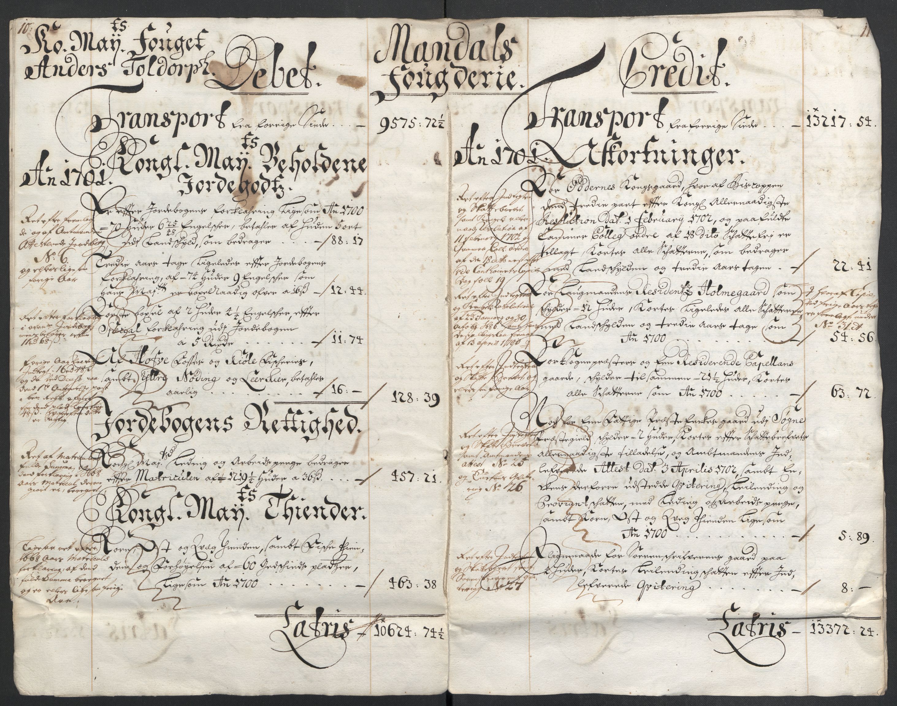 Rentekammeret inntil 1814, Reviderte regnskaper, Fogderegnskap, AV/RA-EA-4092/R43/L2549: Fogderegnskap Lista og Mandal, 1701-1702, p. 8