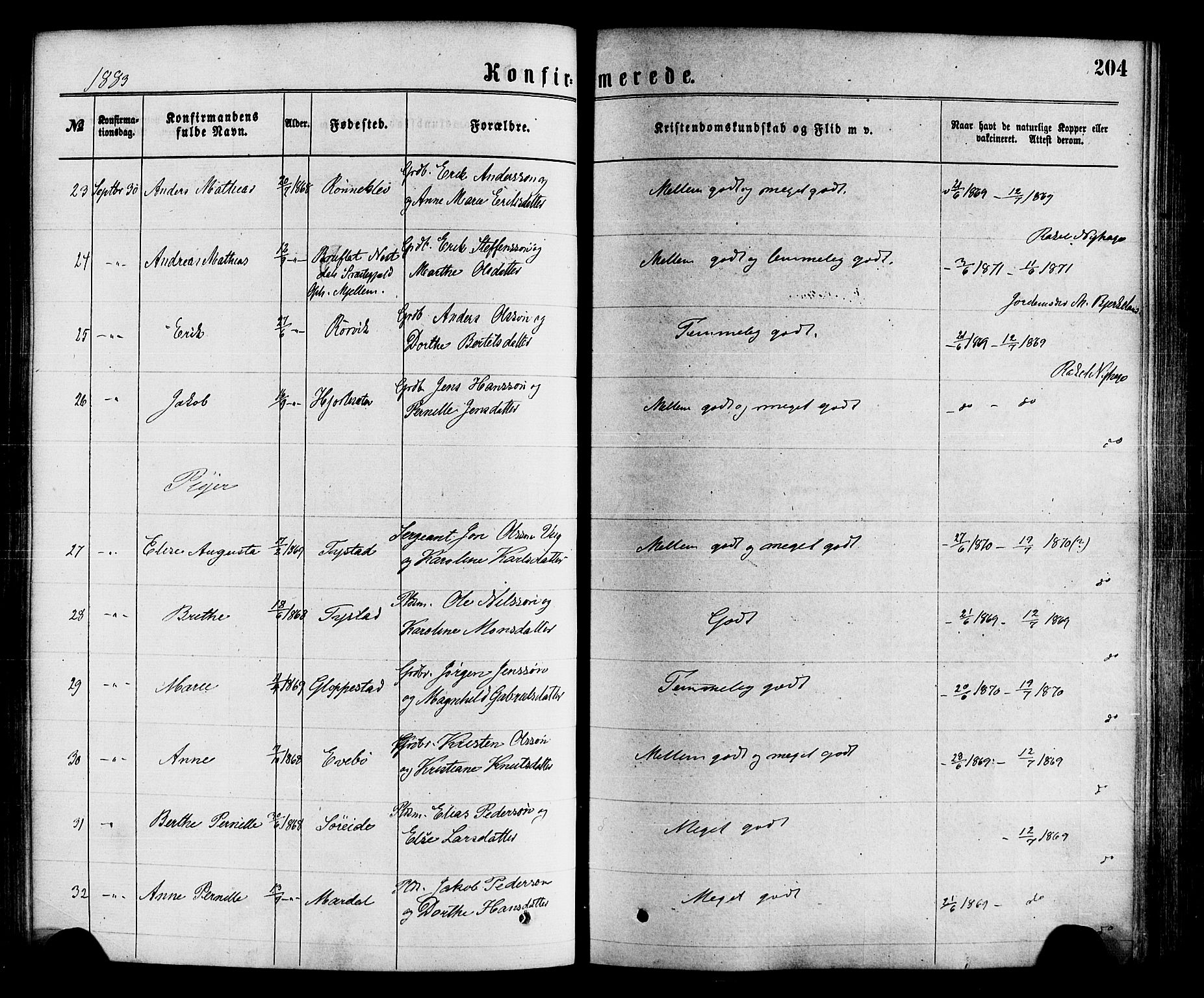 Gloppen sokneprestembete, SAB/A-80101/H/Haa/Haaa/L0010: Parish register (official) no. A 10, 1871-1884, p. 204