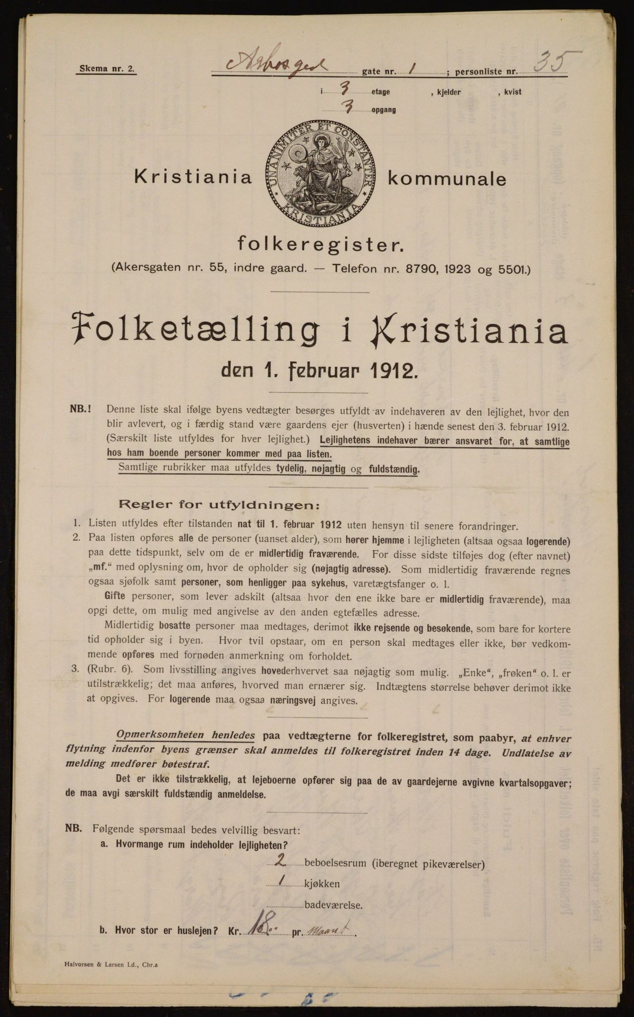 OBA, Municipal Census 1912 for Kristiania, 1912, p. 1667