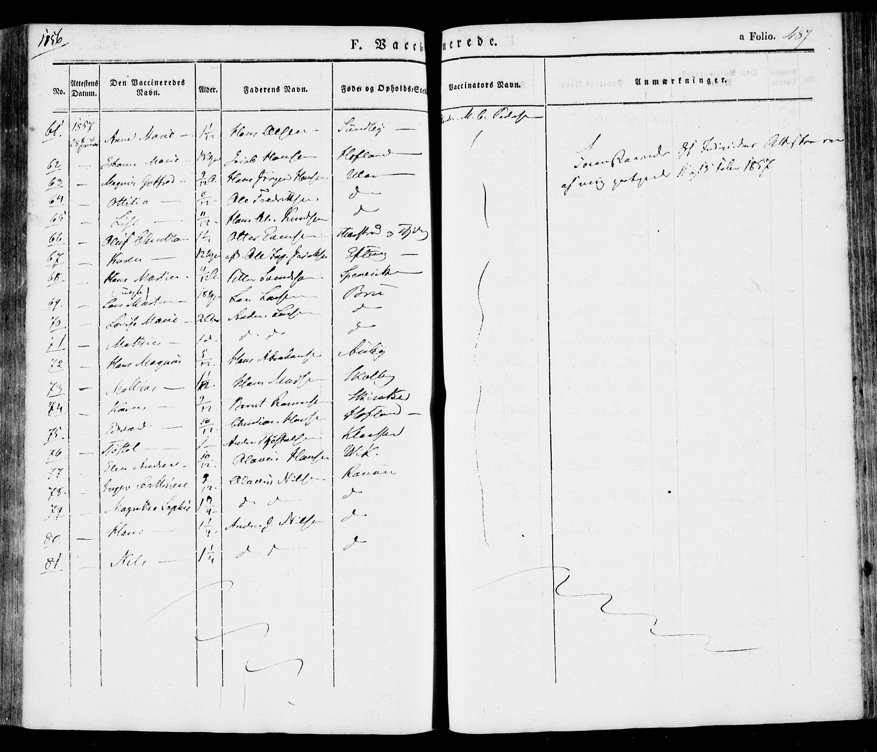 Tjølling kirkebøker, SAKO/A-60/F/Fa/L0006: Parish register (official) no. 6, 1835-1859, p. 487