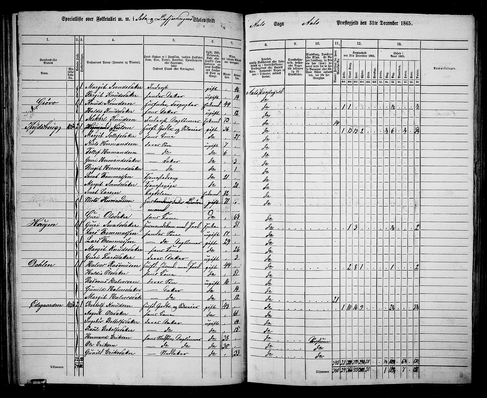 RA, 1865 census for Ål, 1865, p. 69