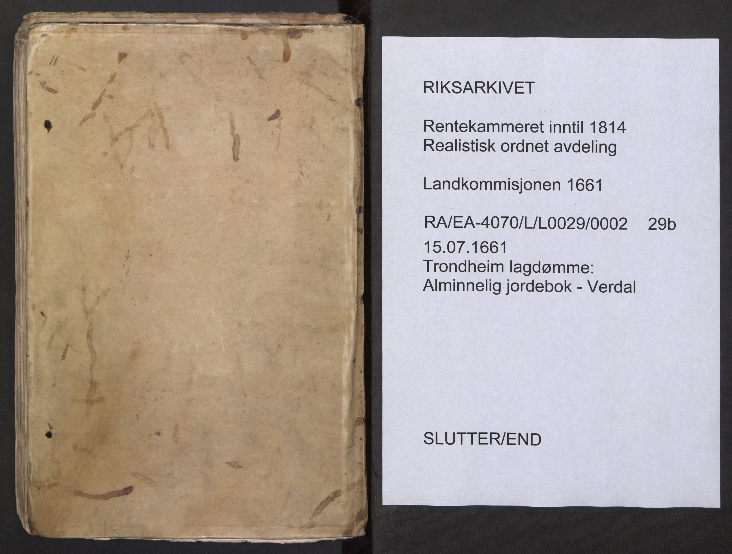 Rentekammeret inntil 1814, Realistisk ordnet avdeling, AV/RA-EA-4070/L/L0029/0002: Trondheim lagdømme: / Alminnelig jordebok - Verdal, 1661