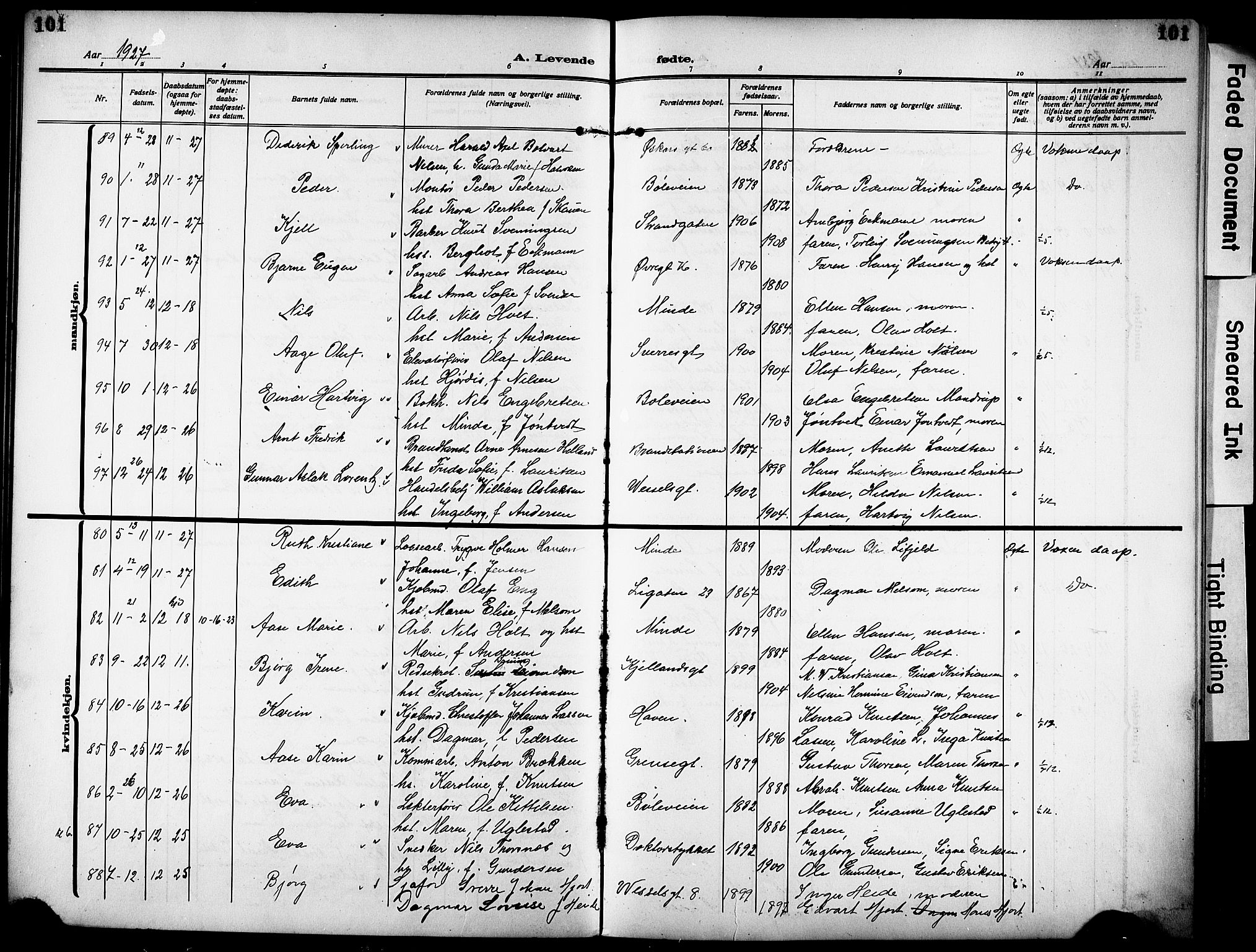 Skien kirkebøker, SAKO/A-302/G/Ga/L0010: Parish register (copy) no. 10, 1920-1931, p. 101