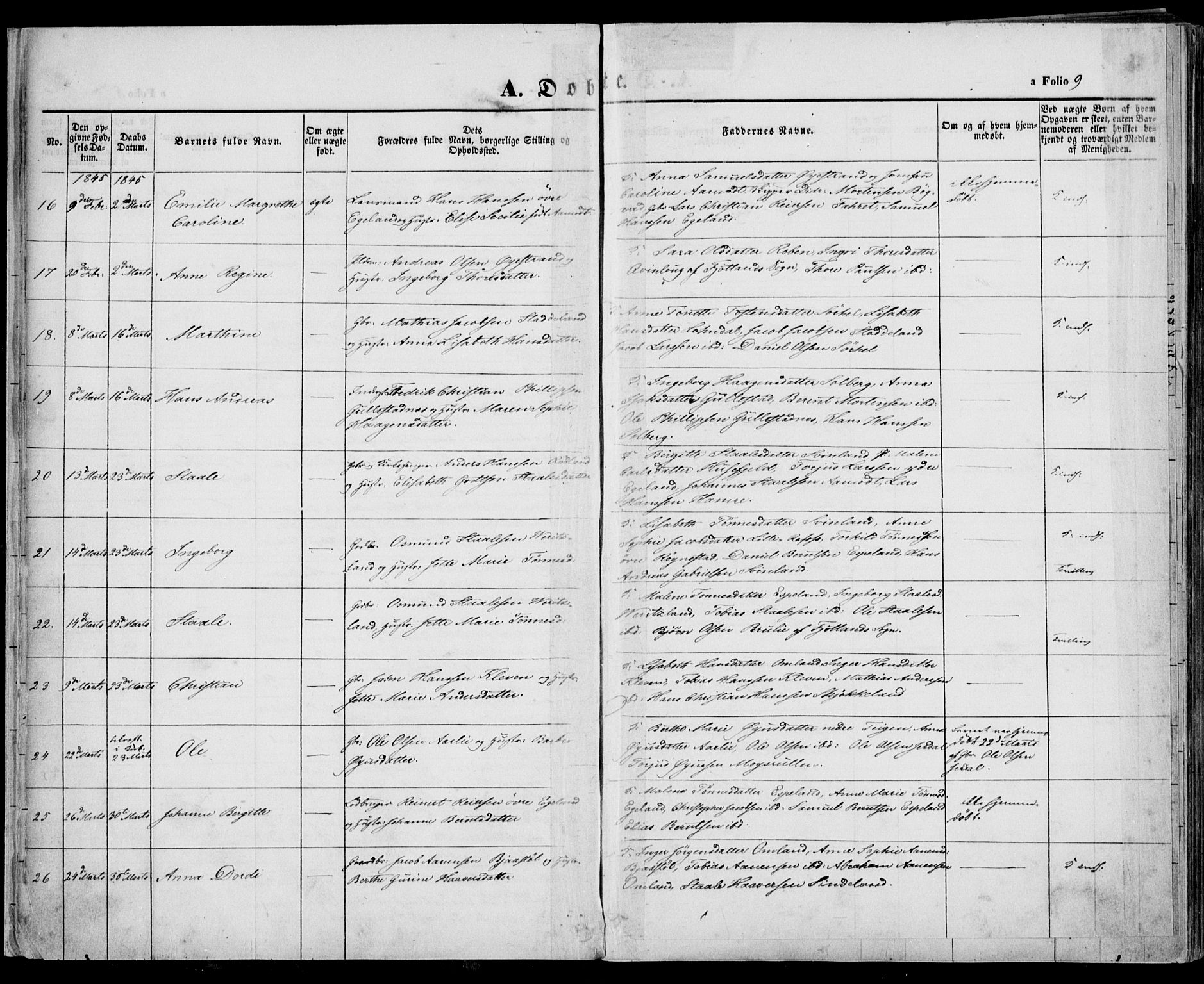 Kvinesdal sokneprestkontor, AV/SAK-1111-0026/F/Fa/Fab/L0005: Parish register (official) no. A 5, 1844-1857, p. 9